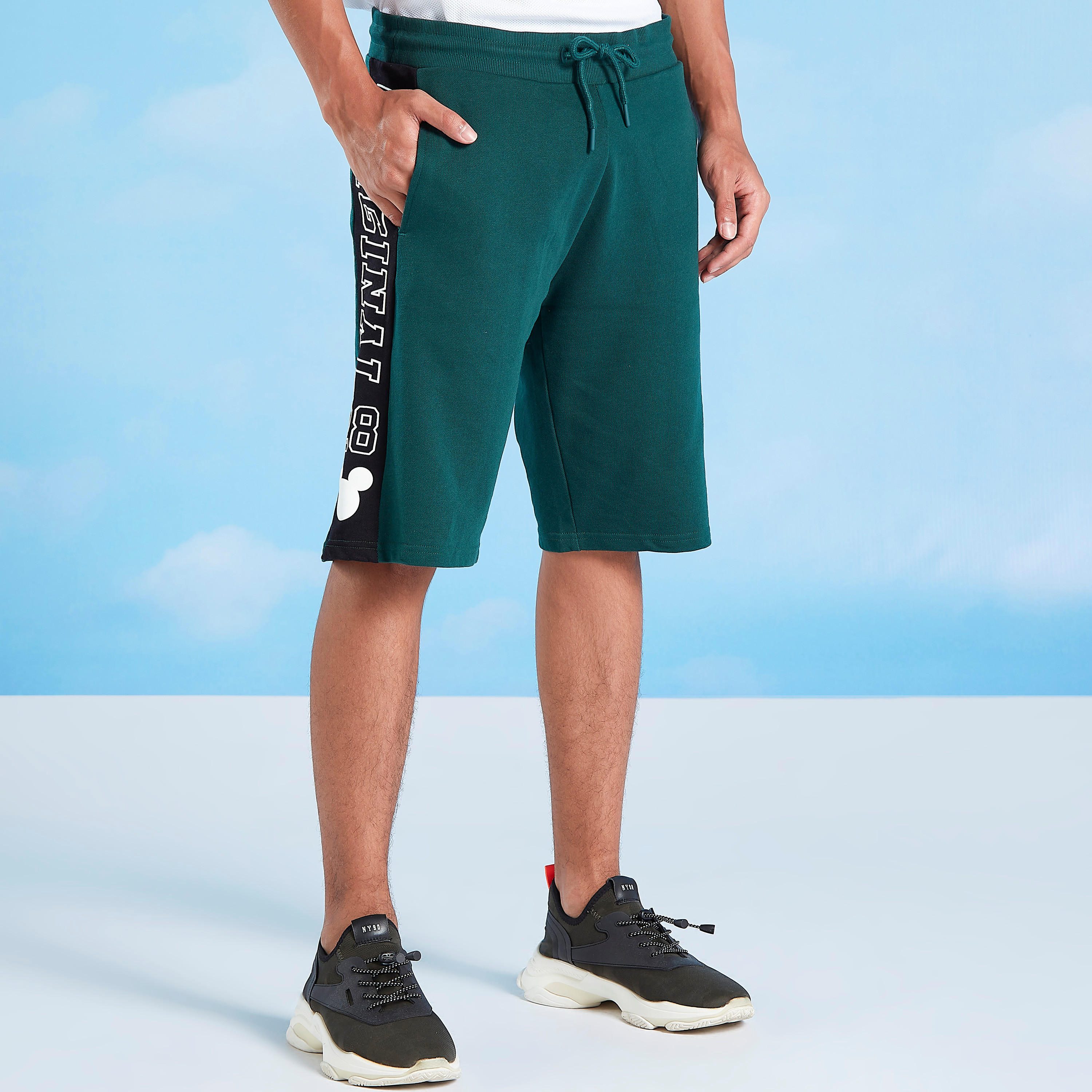 Mickey Mouse Print Shorts with Pocket Detail and Drawstring-men-clothing-bottoms-shorts-image-1