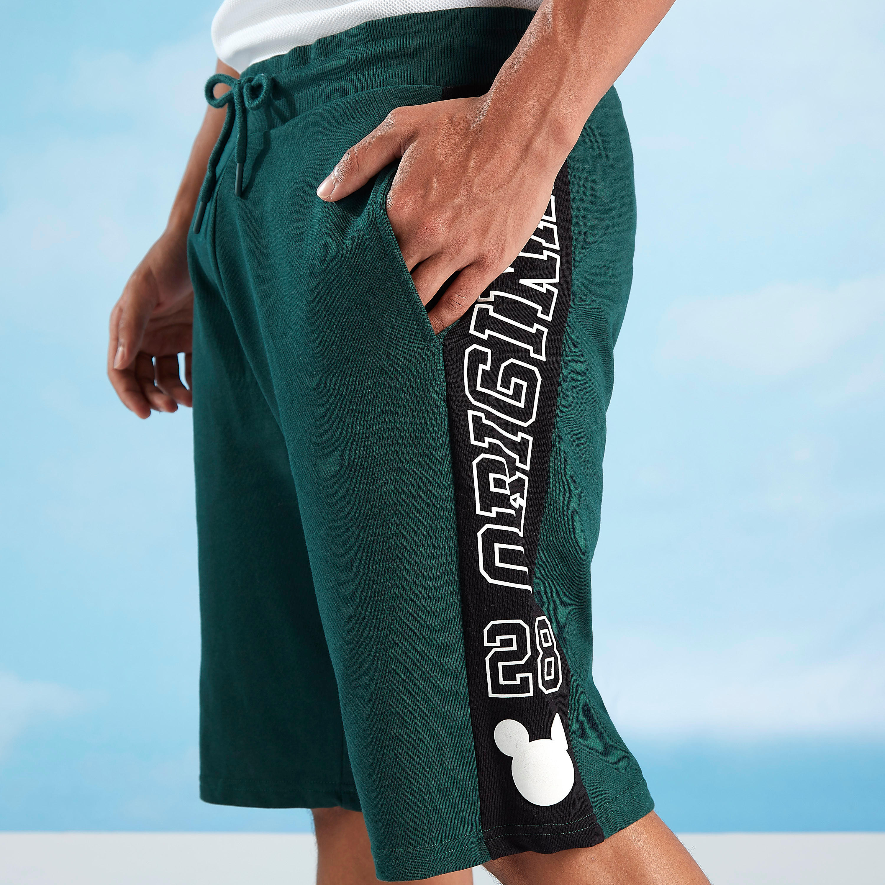 Mickey Mouse Print Shorts with Pocket Detail and Drawstring-men-clothing-bottoms-shorts-image-3