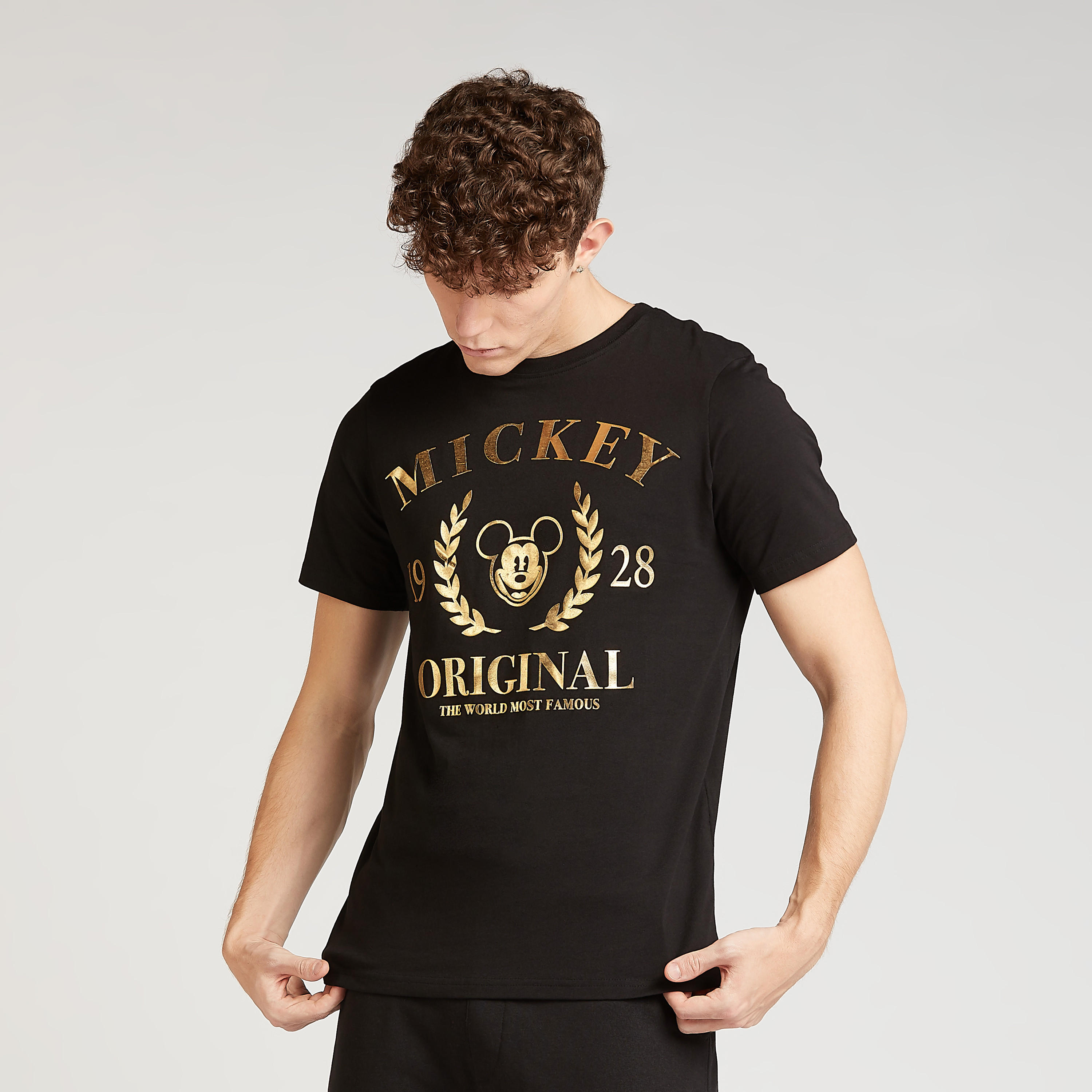 Slim Fit Mickey Mouse Print T-shirt with Crew Neck and Short Sleeves-men-clothing-tshirtsandpolos-tshirts-image-1