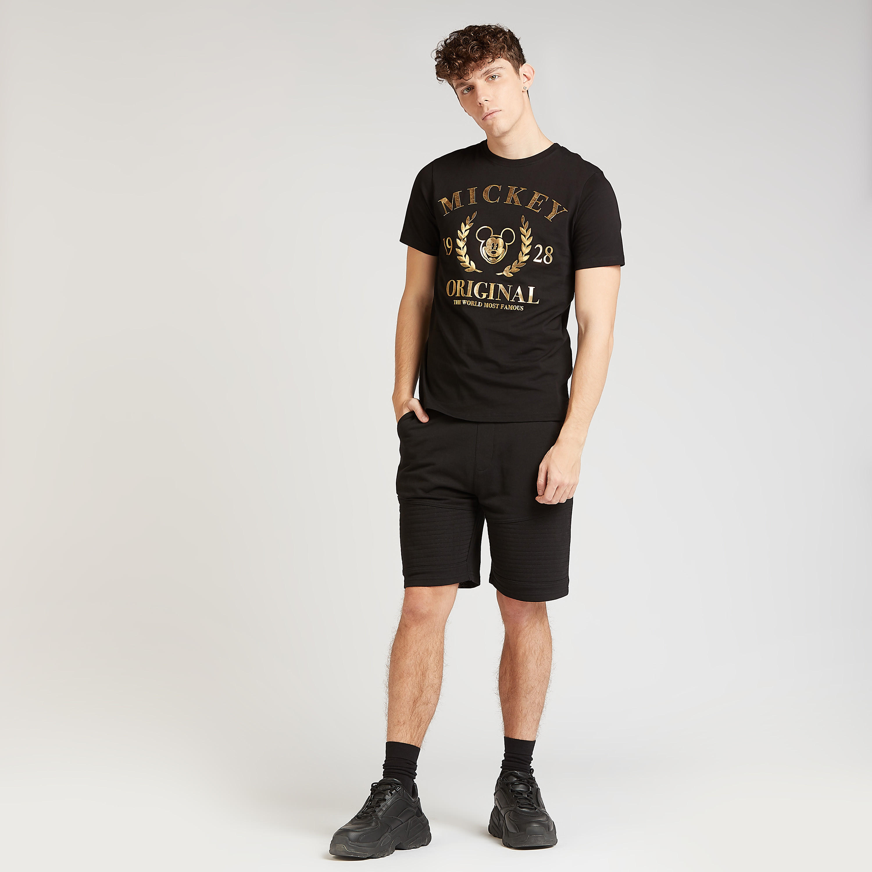 Slim Fit Mickey Mouse Print T-shirt with Crew Neck and Short Sleeves-men-clothing-tshirtsandpolos-tshirts-image-2