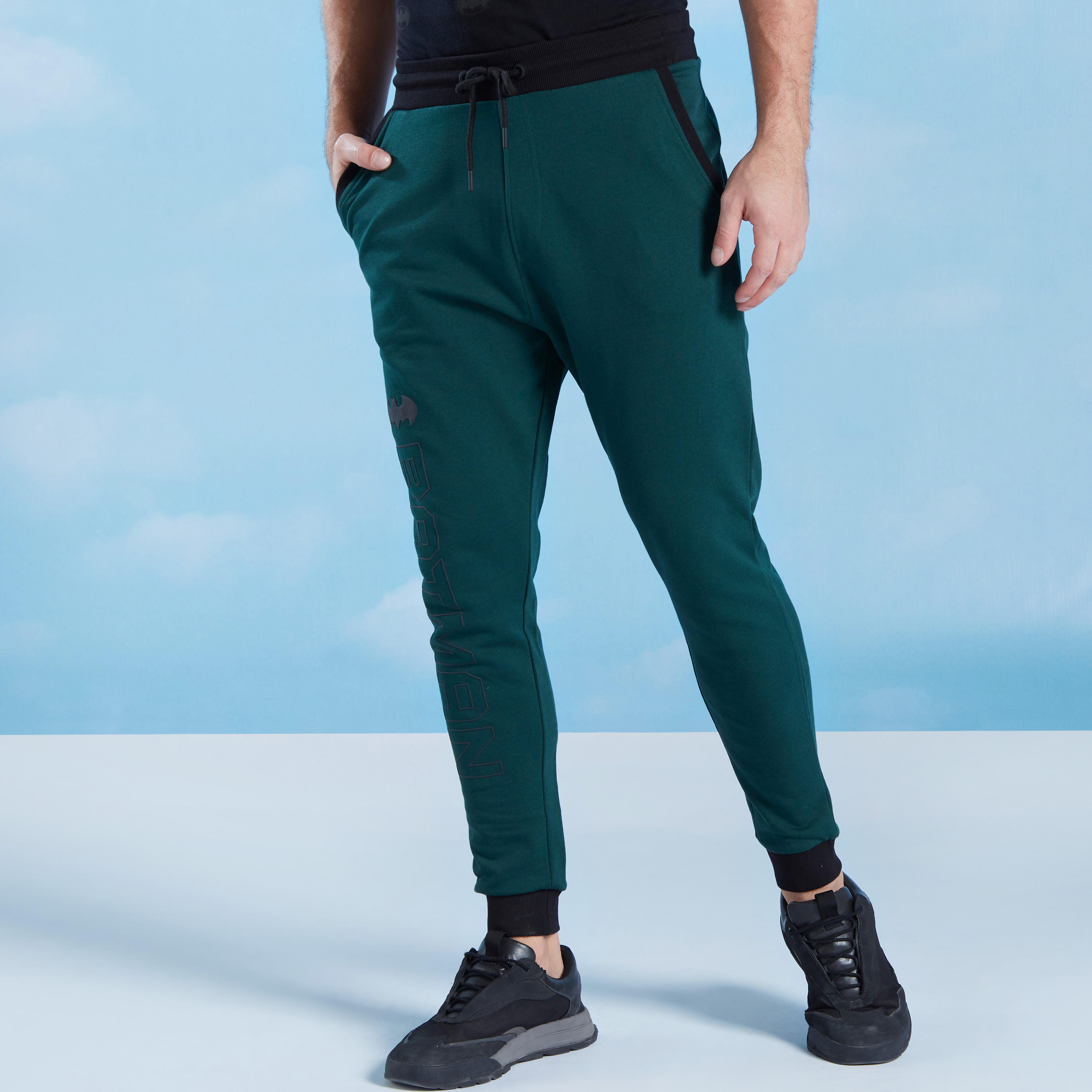 Batman Print Jog Pants with Pocket Detail and Drawstring-men-clothing-bottoms-joggers-image-1
