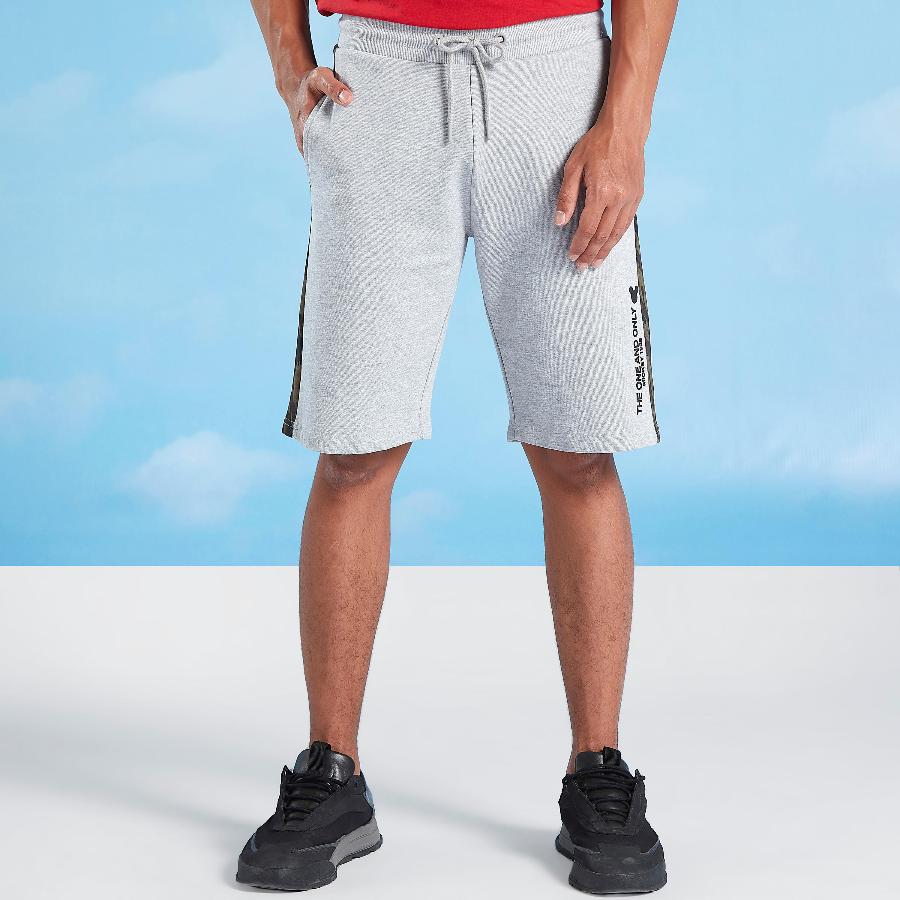 Mickey Mouse Print Shorts with Pocket Detail and Drawstring-men-clothing-bottoms-shorts-image-1