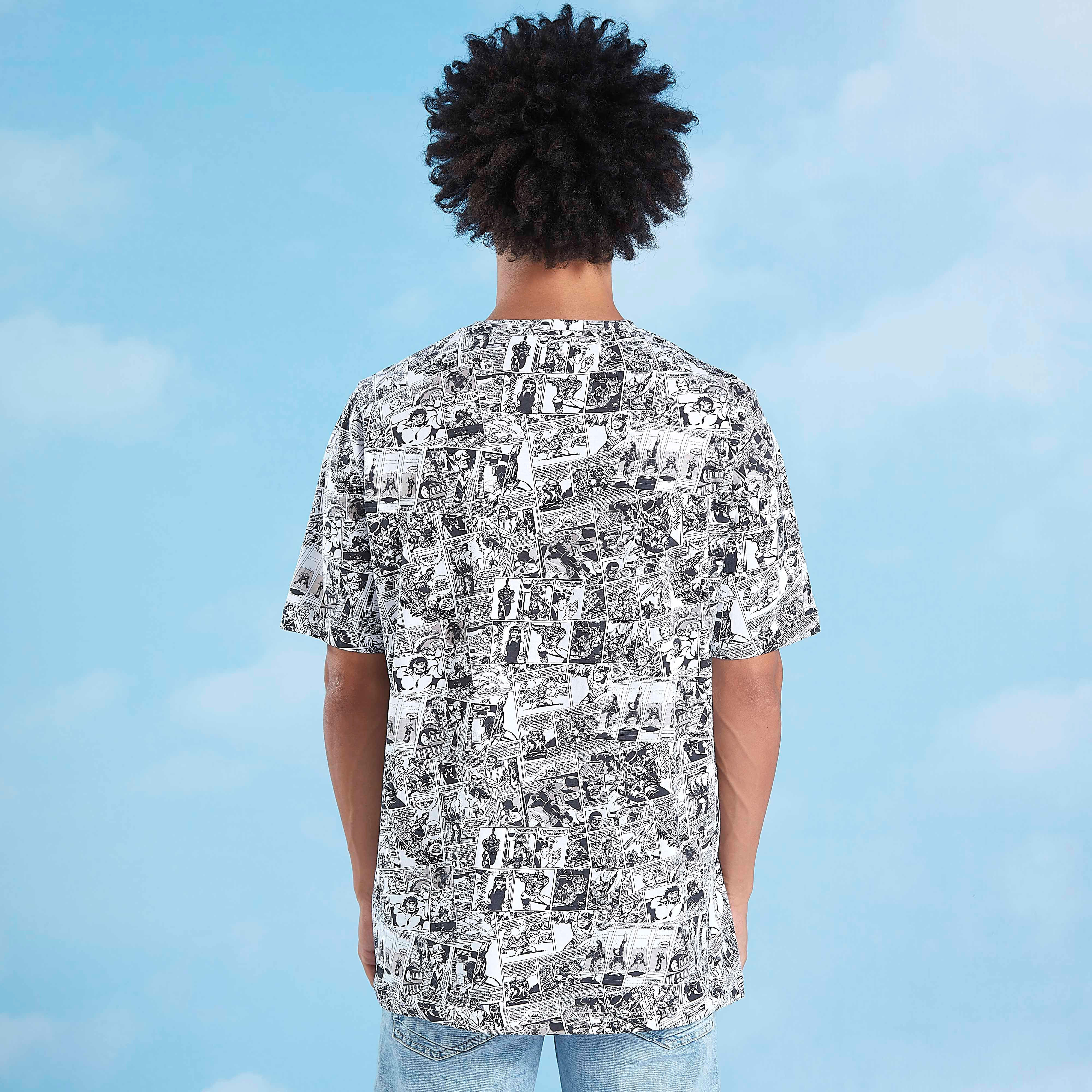 تيشيرت سليم بياقة ضيقة وأكمام قصيرة وطبعات مارفل-men-clothing-tshirtsandpolos-tshirts-image-4
