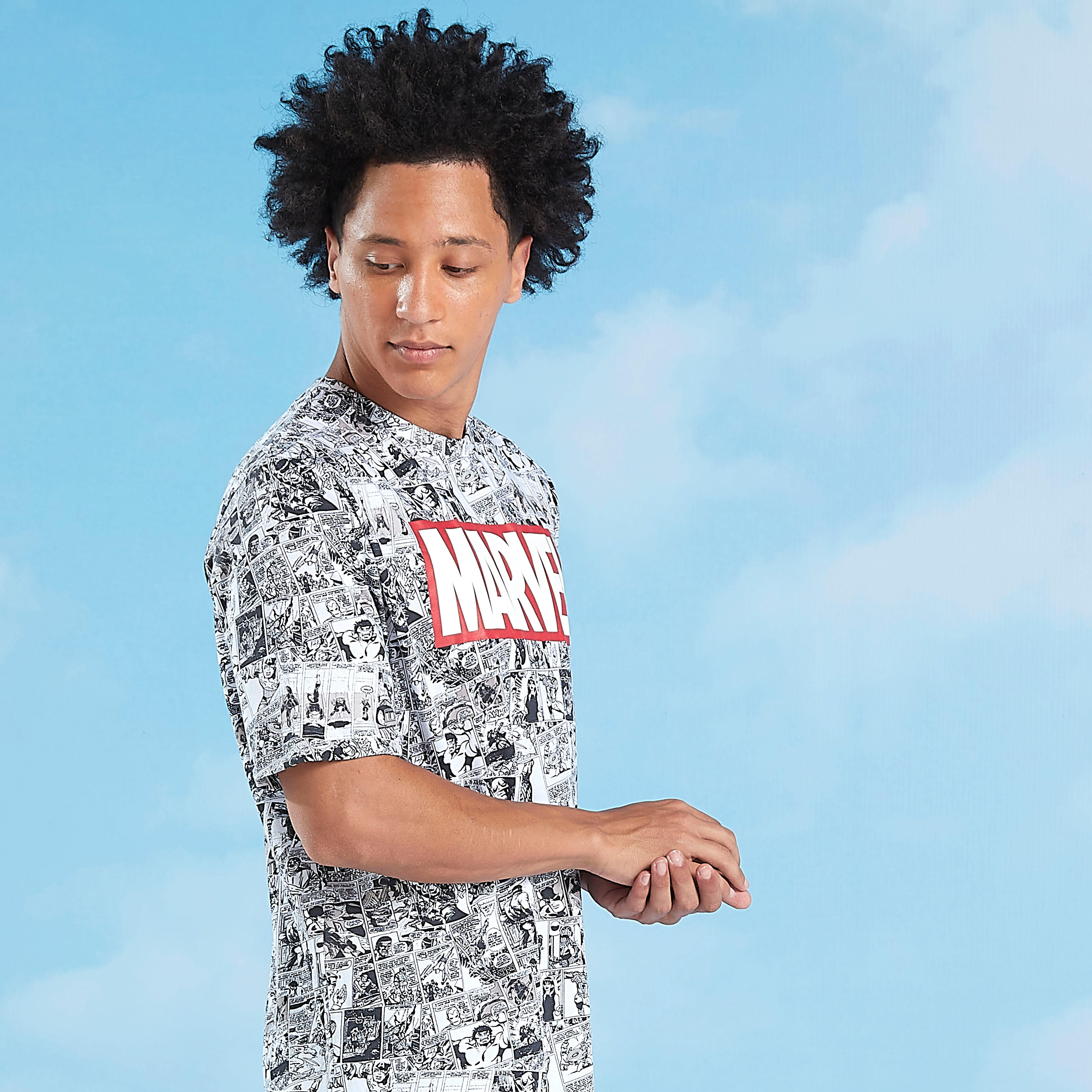 تيشيرت سليم بياقة ضيقة وأكمام قصيرة وطبعات مارفل-men-clothing-tshirtsandpolos-tshirts-image-5