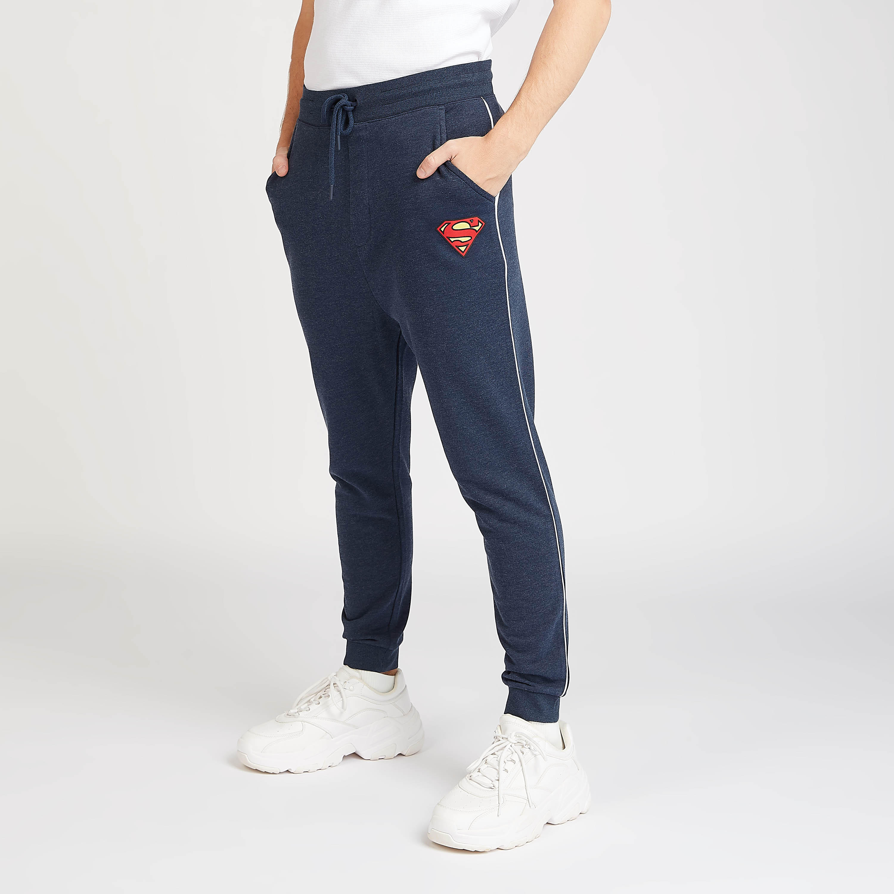 Sustainable Superman Print Jog Pants with Pocket Detail and Drawstring-men-clothing-bottoms-joggers-image-1