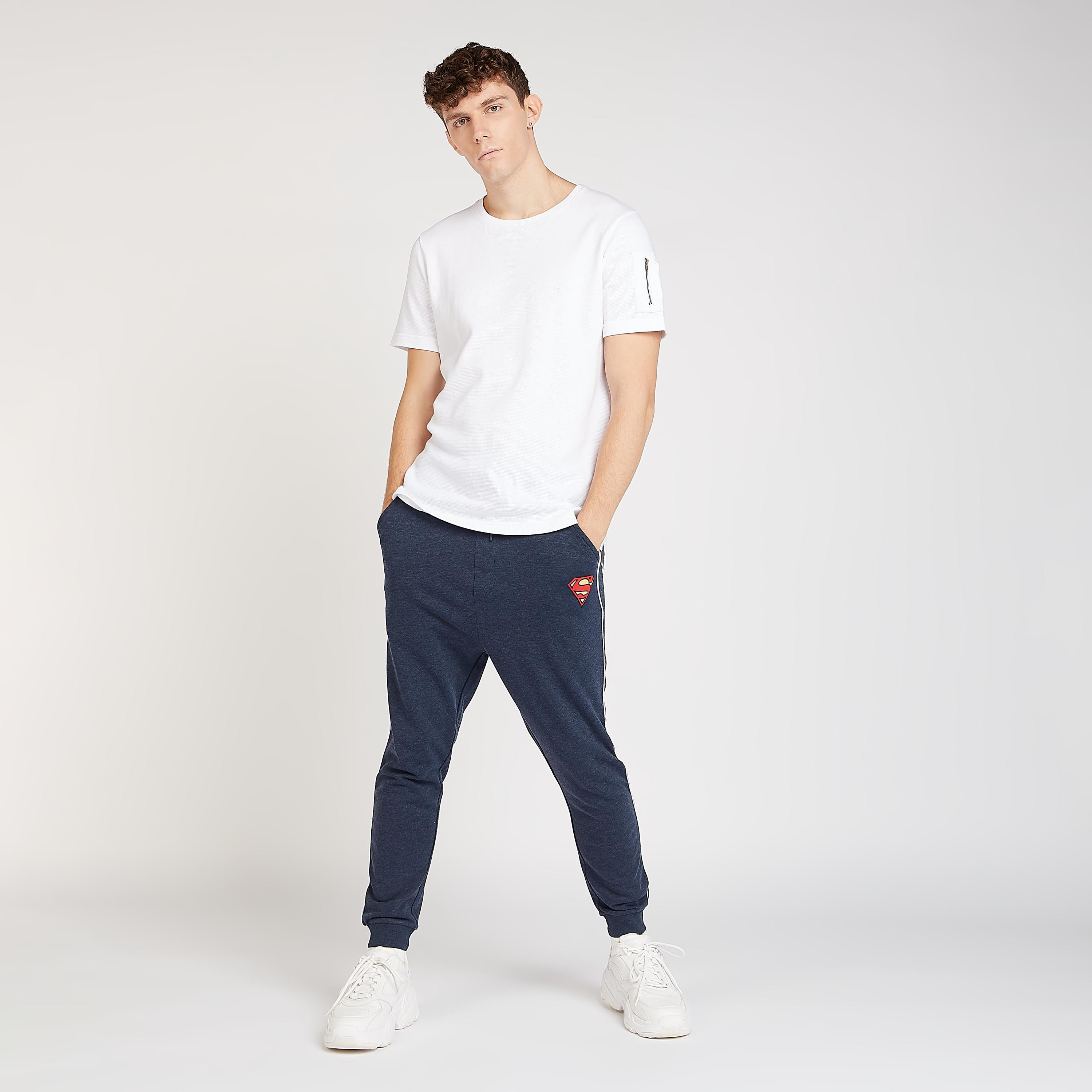 Sustainable Superman Print Jog Pants with Pocket Detail and Drawstring-men-clothing-bottoms-joggers-image-2