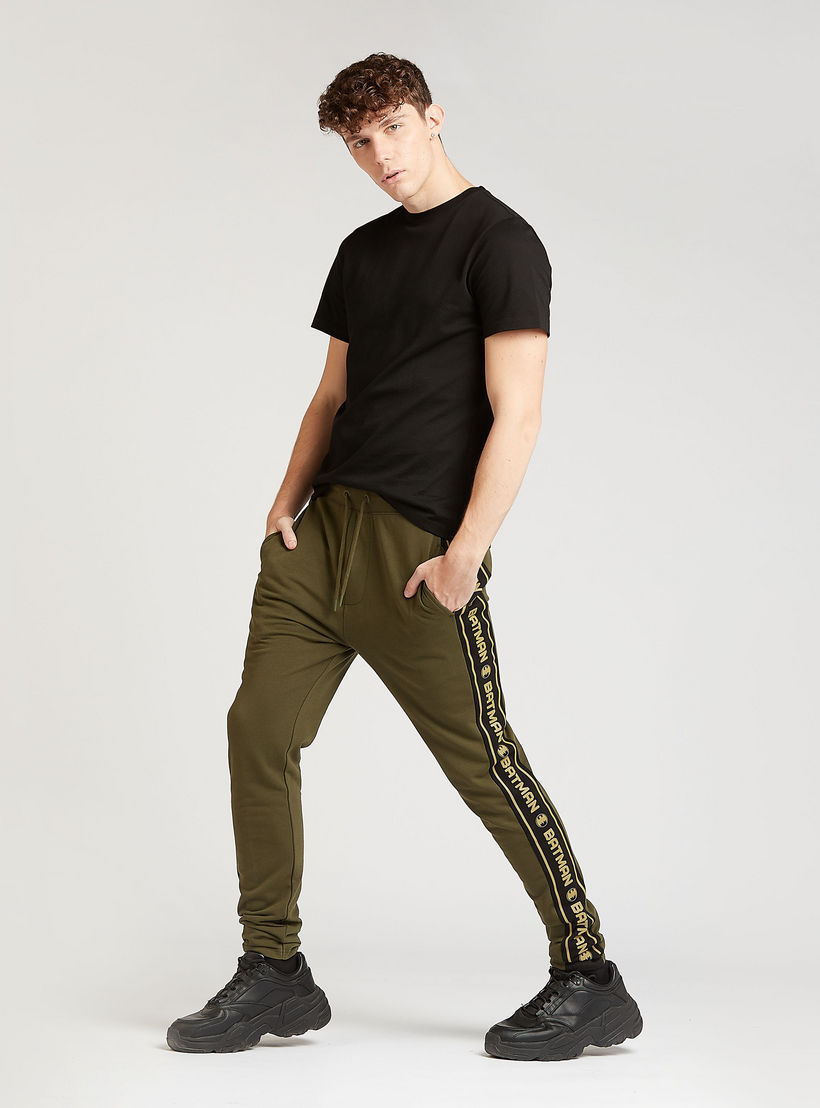 Batman Print Jog Pants with Tape Detail and Drawstring Closure-men-clothing-bottoms-joggers-image-2