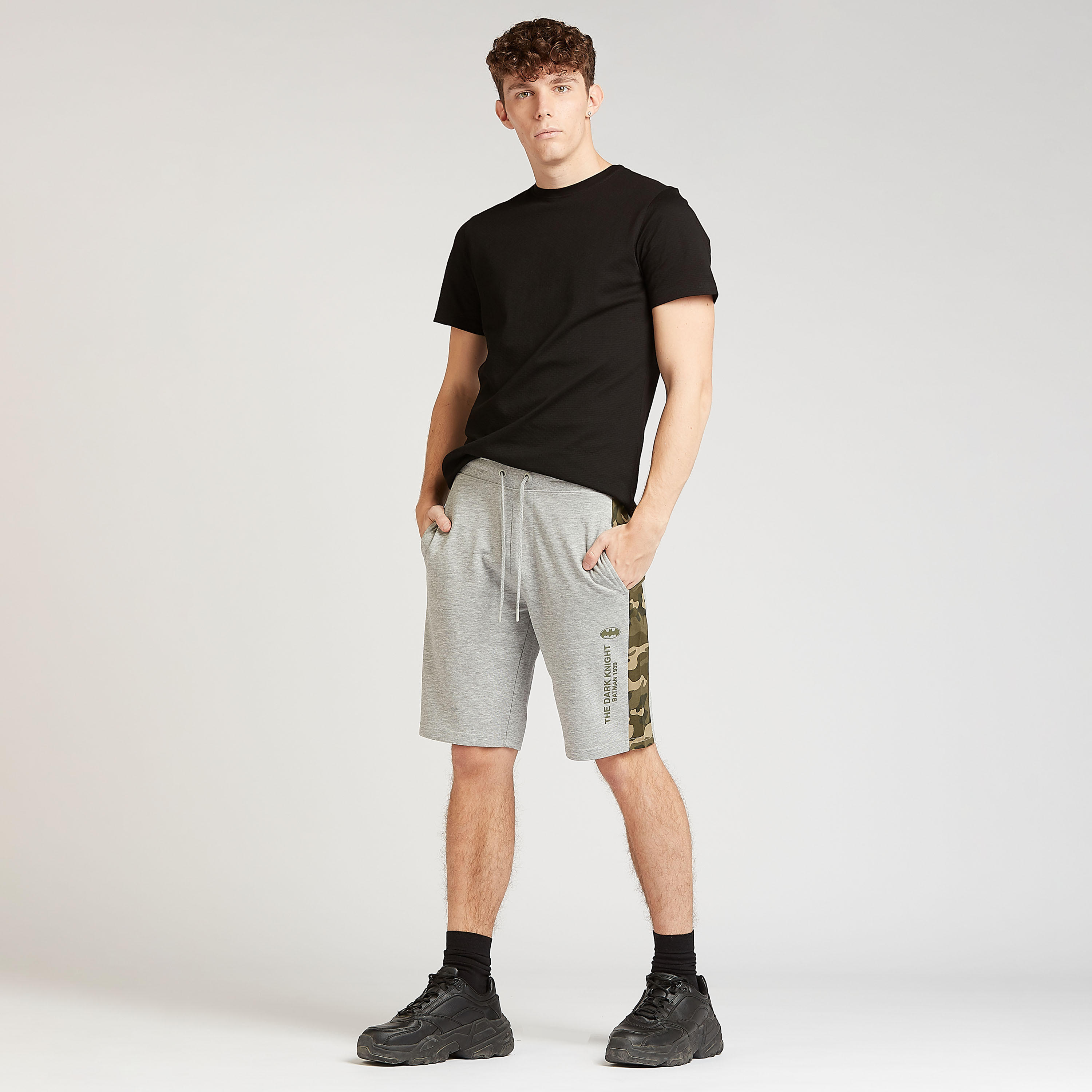 Sustainable Batman Textured Shorts with Pocket Detail and Drawstring-men-clothing-bottoms-shorts-image-2
