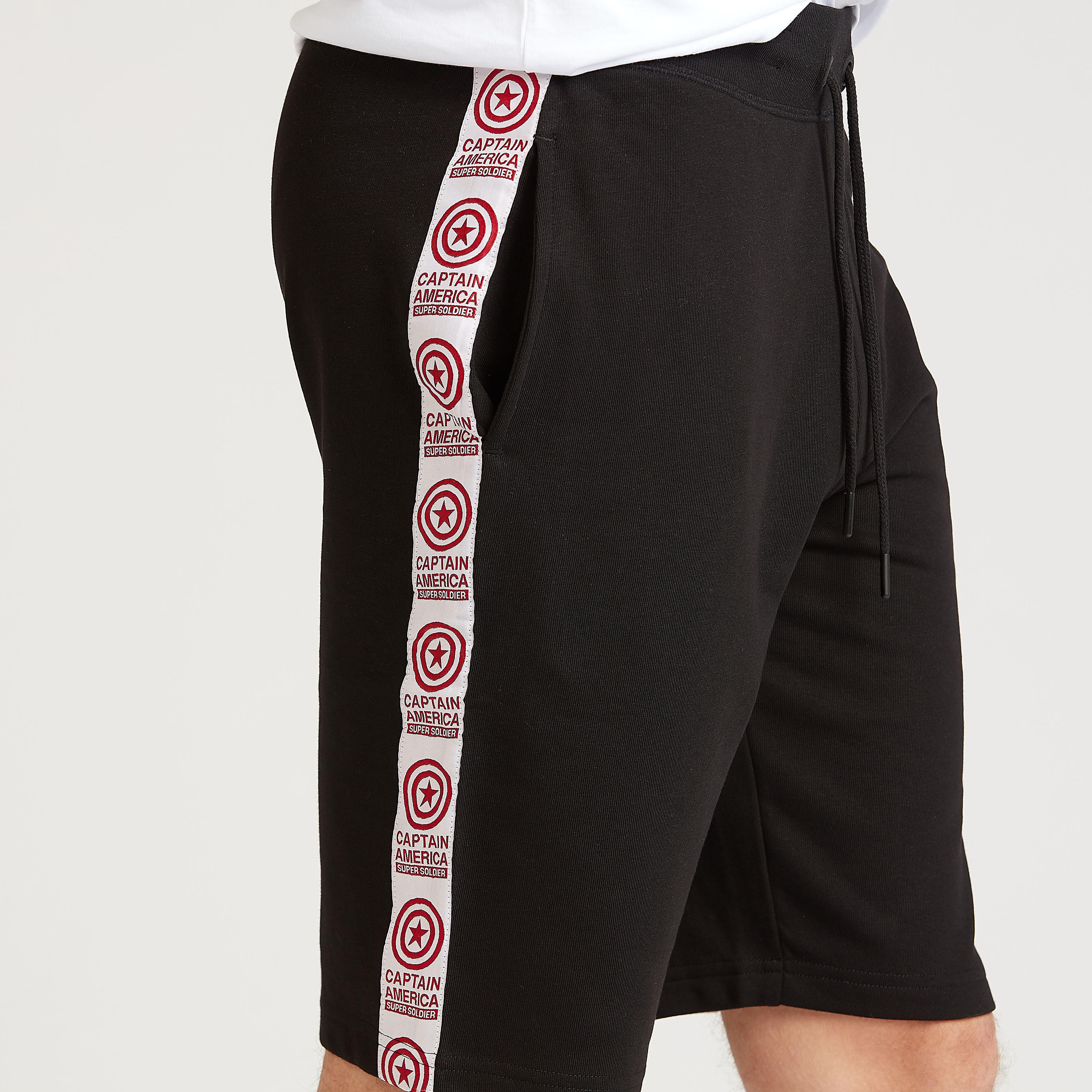 Captain America Textured Shorts with Pocket Detai and Drawstring-men-clothing-bottoms-shorts-image-3