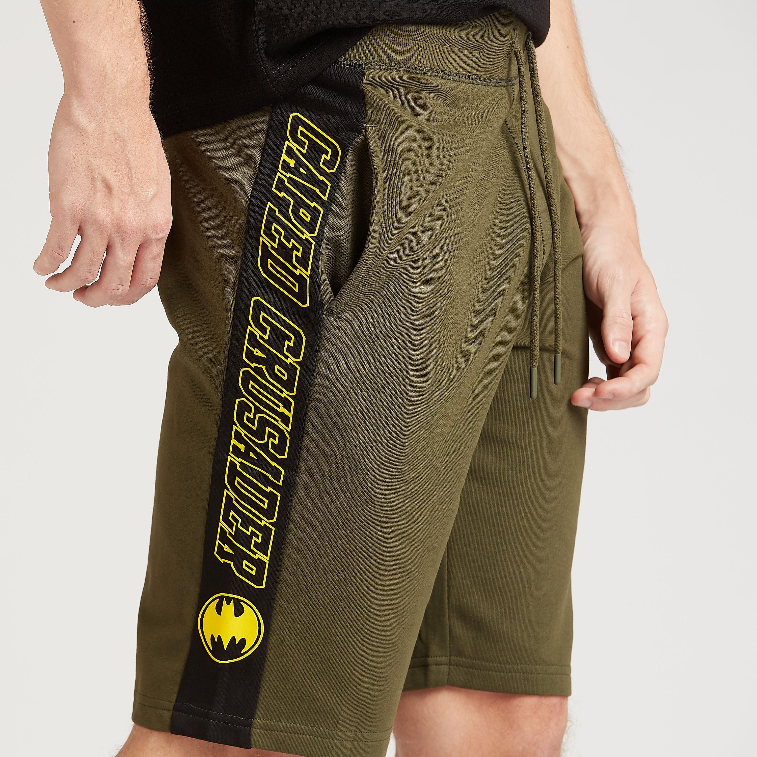 Batman Textured Shorts with Tape Detail and Drawstring-men-clothing-bottoms-shorts-image-3