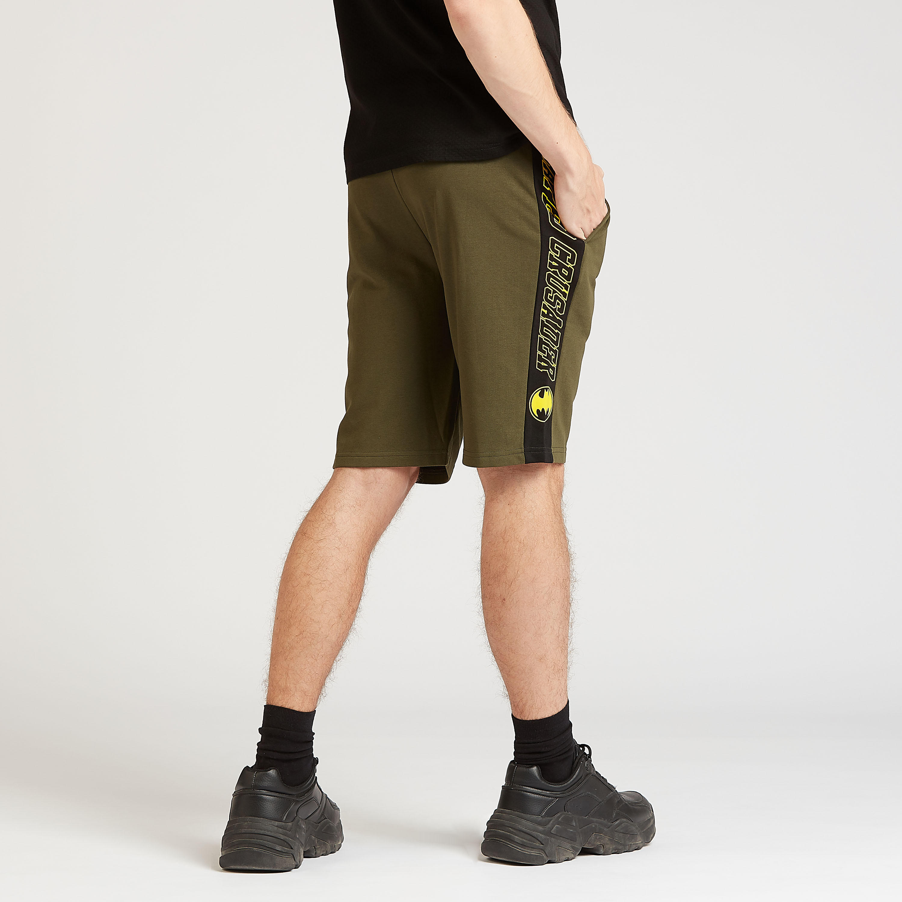 Batman Textured Shorts with Tape Detail and Drawstring-men-clothing-bottoms-shorts-image-4