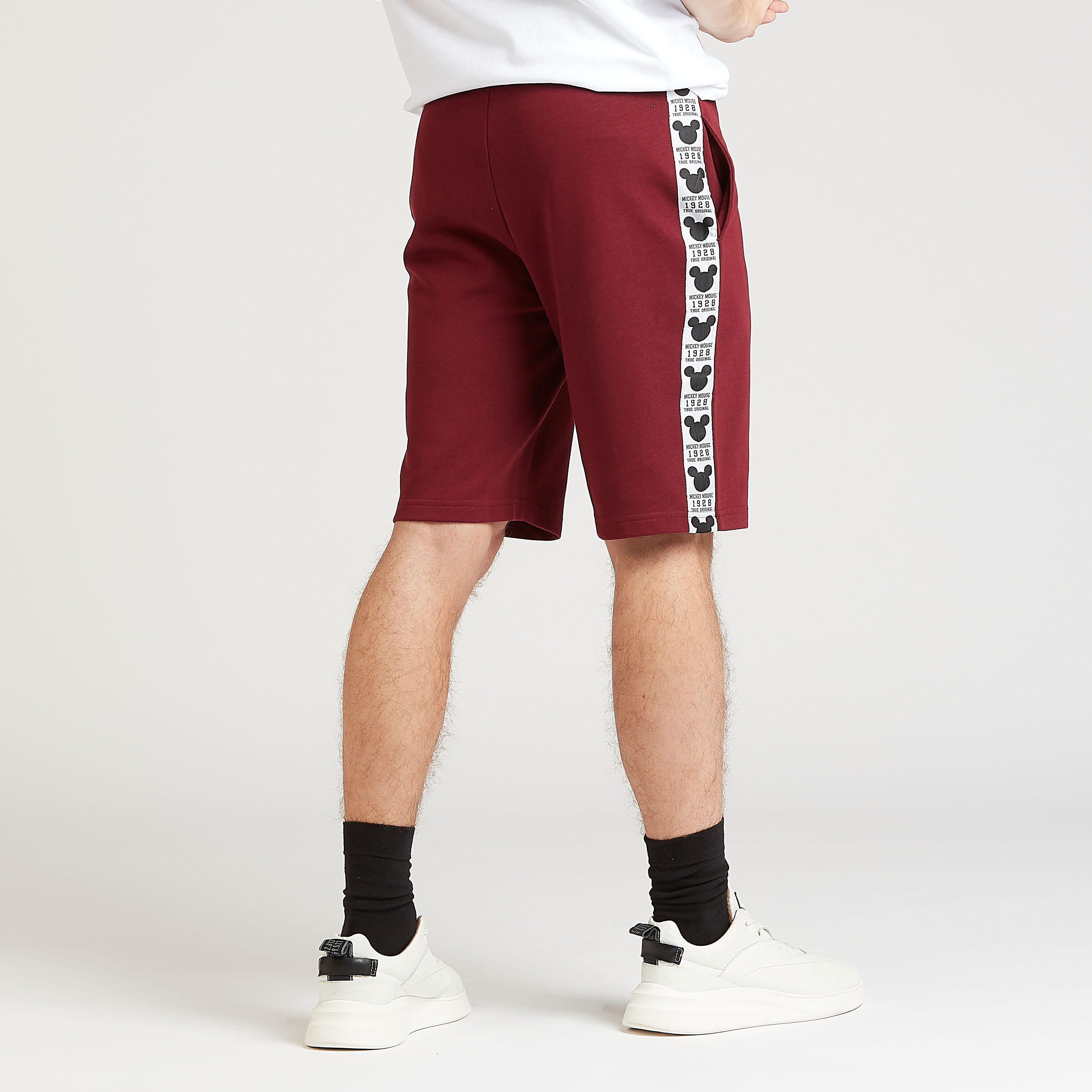 Mickey Mouse Textured Shorts with Tape Detail and Drawstring Closure-men-clothing-bottoms-shorts-image-4
