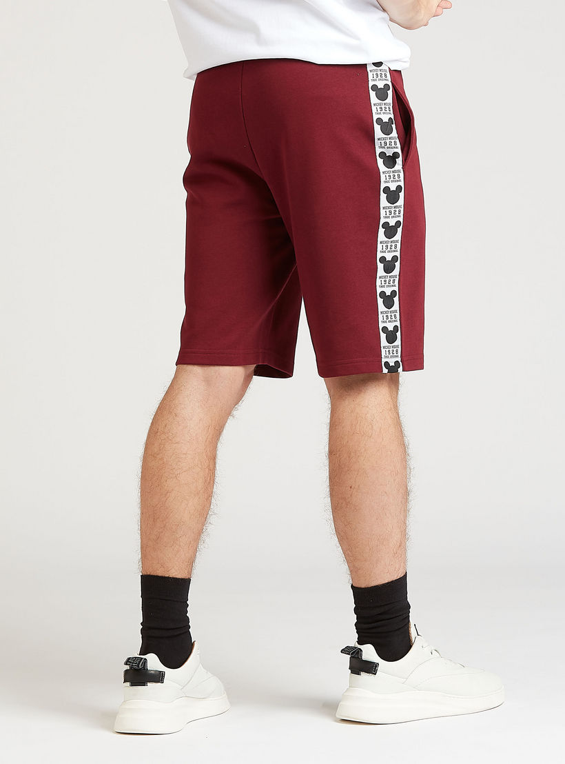 Mickey Mouse Textured Shorts with Tape Detail and Drawstring Closure-men-clothing-bottoms-shorts-image-4