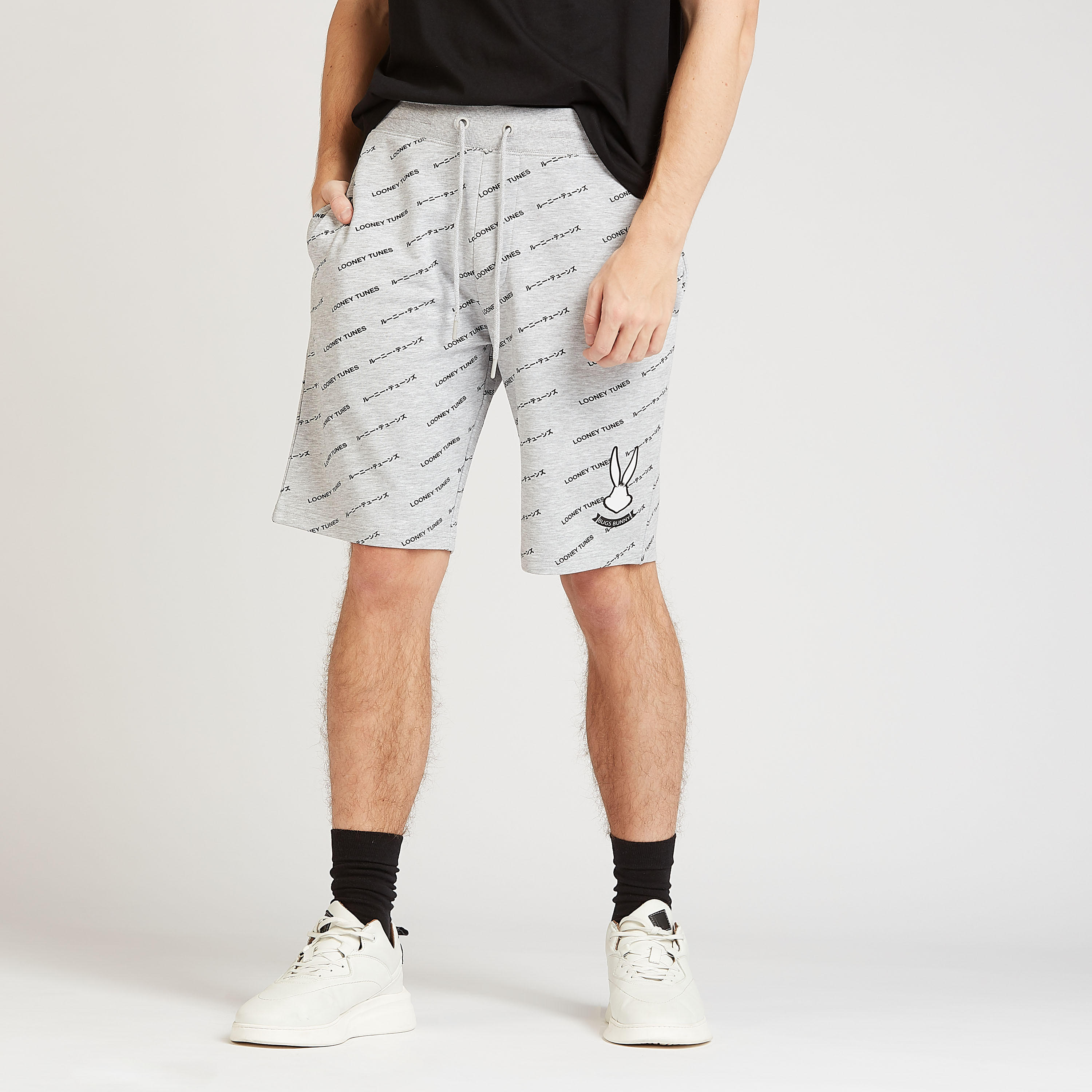 Looney Tunes Print Shorts with Pocket Detail and Drawstring Closure-men-clothing-bottoms-shorts-image-1