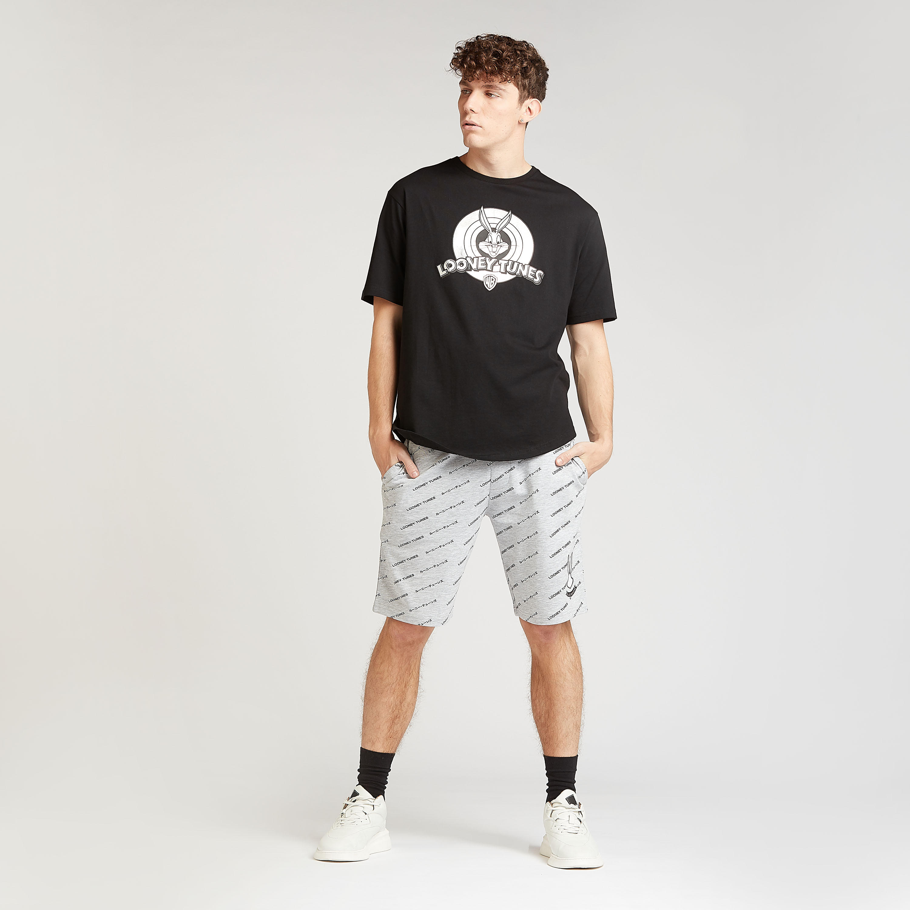 Looney Tunes Print Shorts with Pocket Detail and Drawstring Closure-men-clothing-bottoms-shorts-image-2