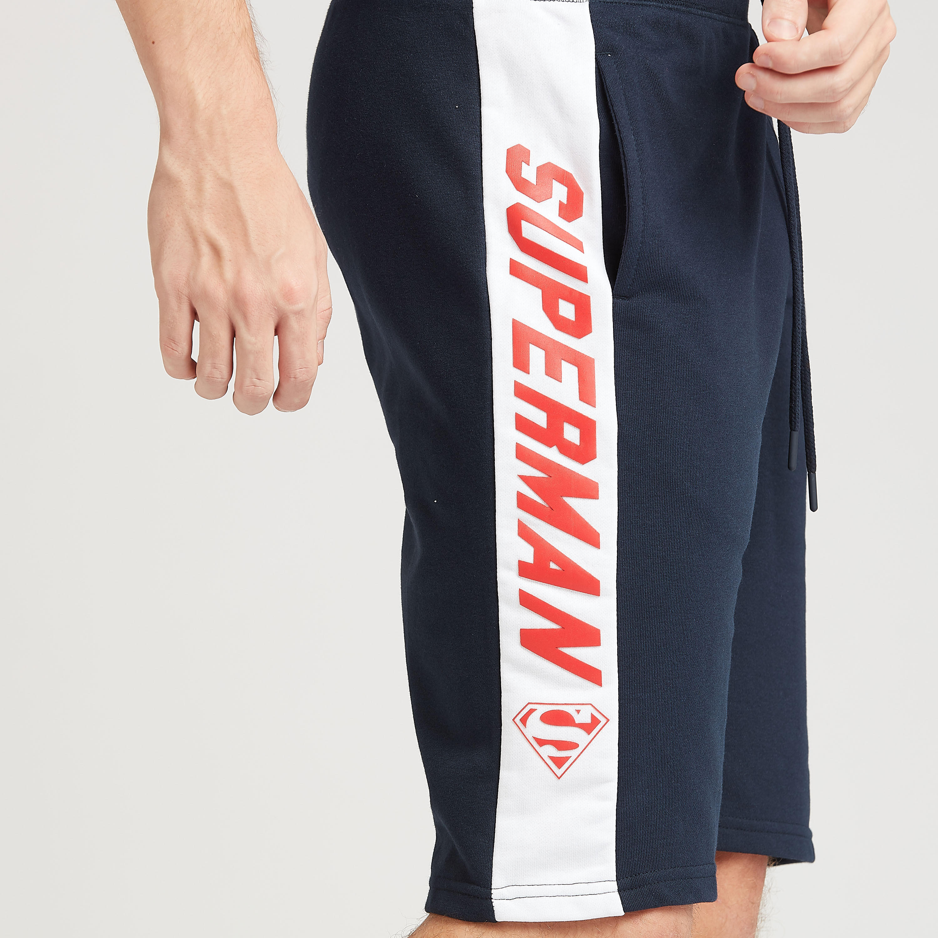 Superman Print Shorts with Tape Detail and Drawstring-men-clothing-bottoms-shorts-image-3