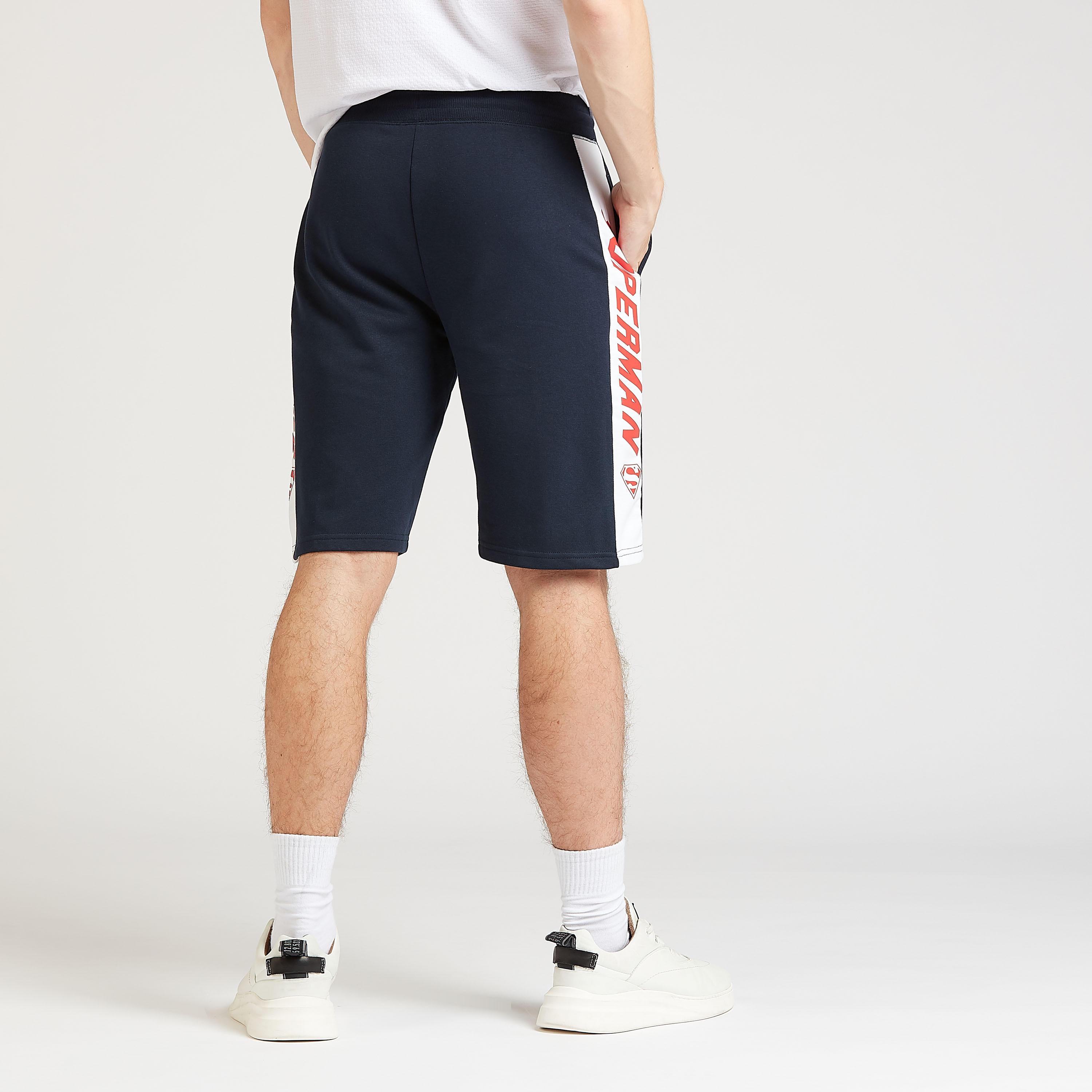Superman Print Shorts with Tape Detail and Drawstring-men-clothing-bottoms-shorts-image-4