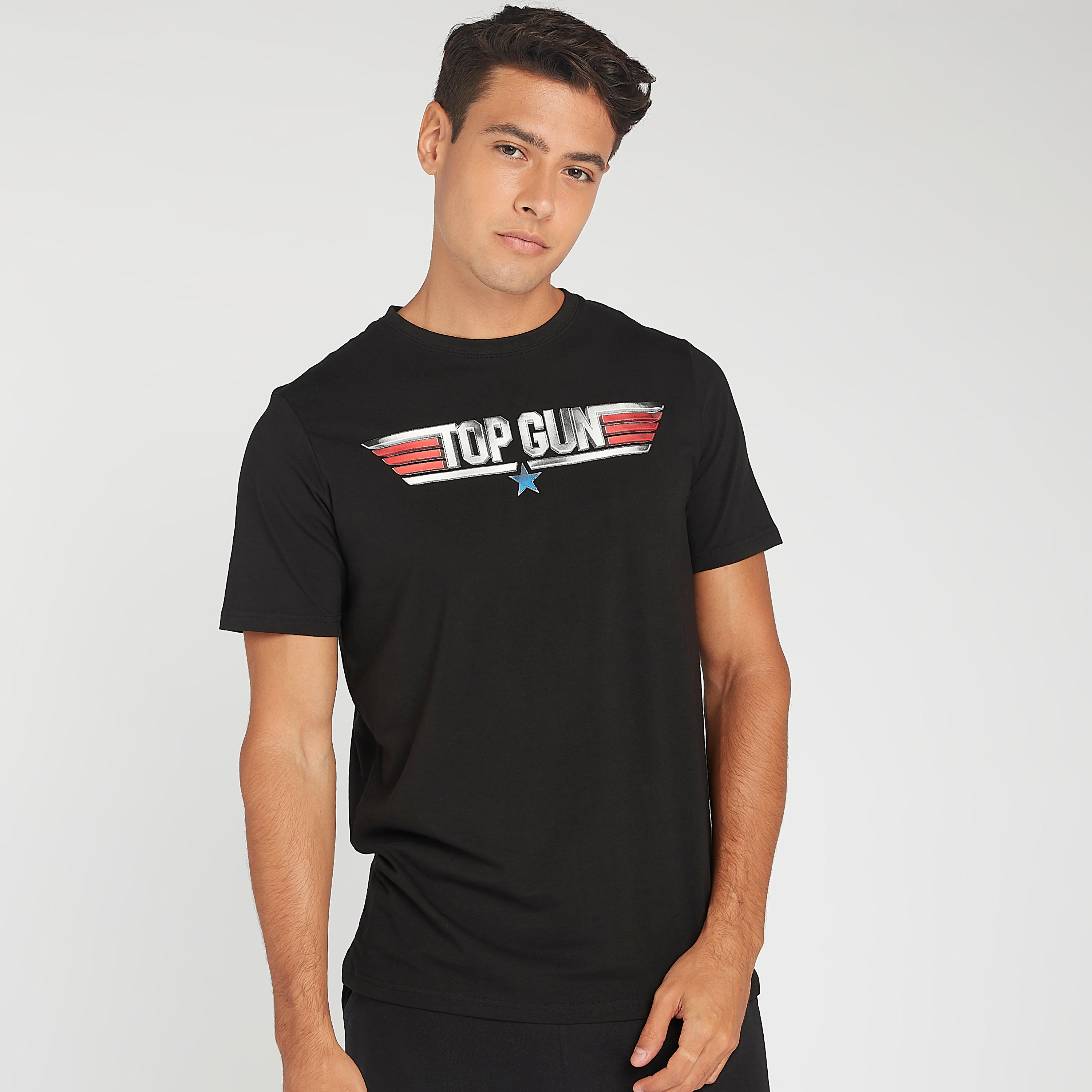 Slim Fit Top Gun Graphic Print T-shirt with Crew Neck-men-clothing-tshirtsandpolos-tshirts-image-3