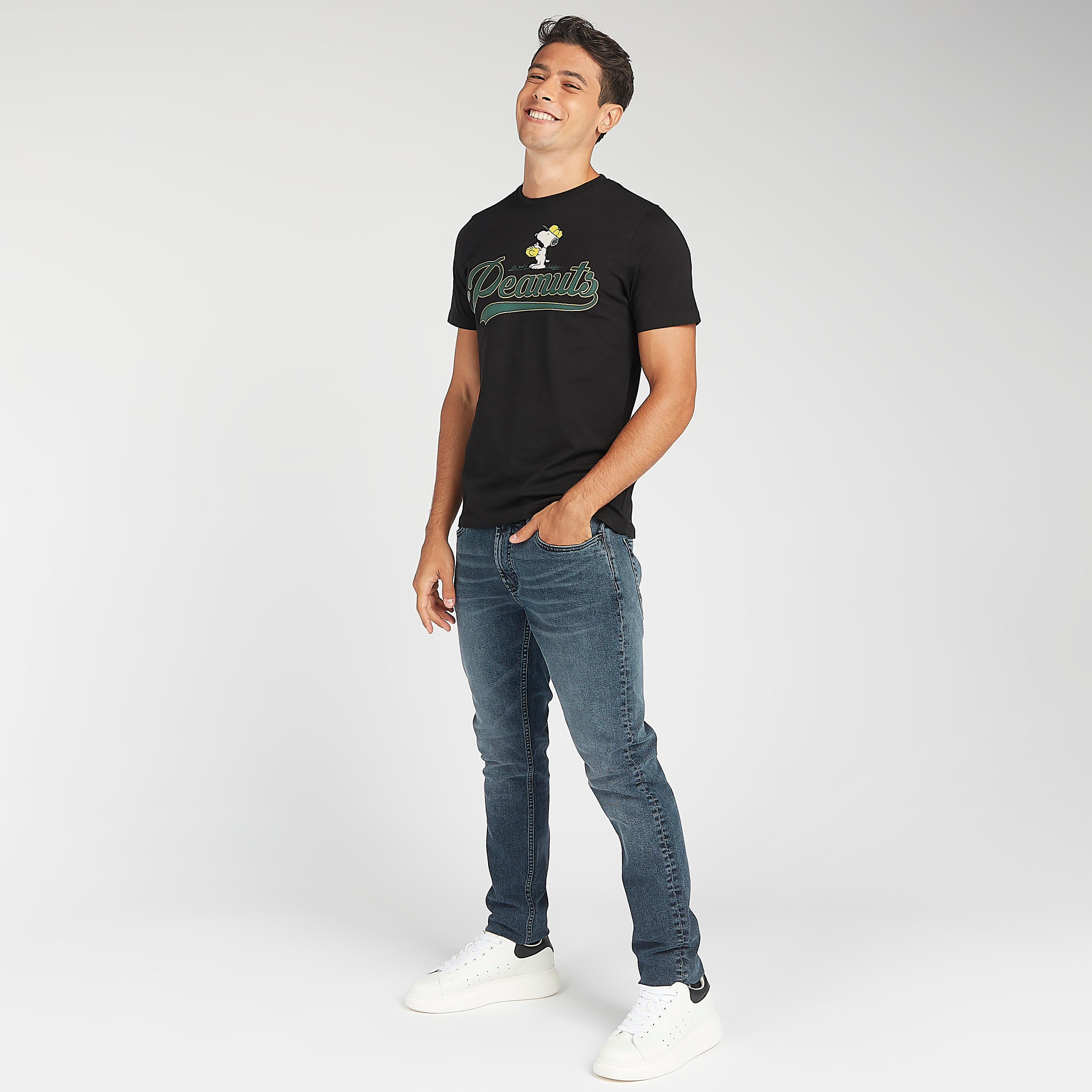 Peanuts Print T-shirt with Crew Neck and Short Sleeves-men-clothing-tshirtsandpolos-tshirts-image-1