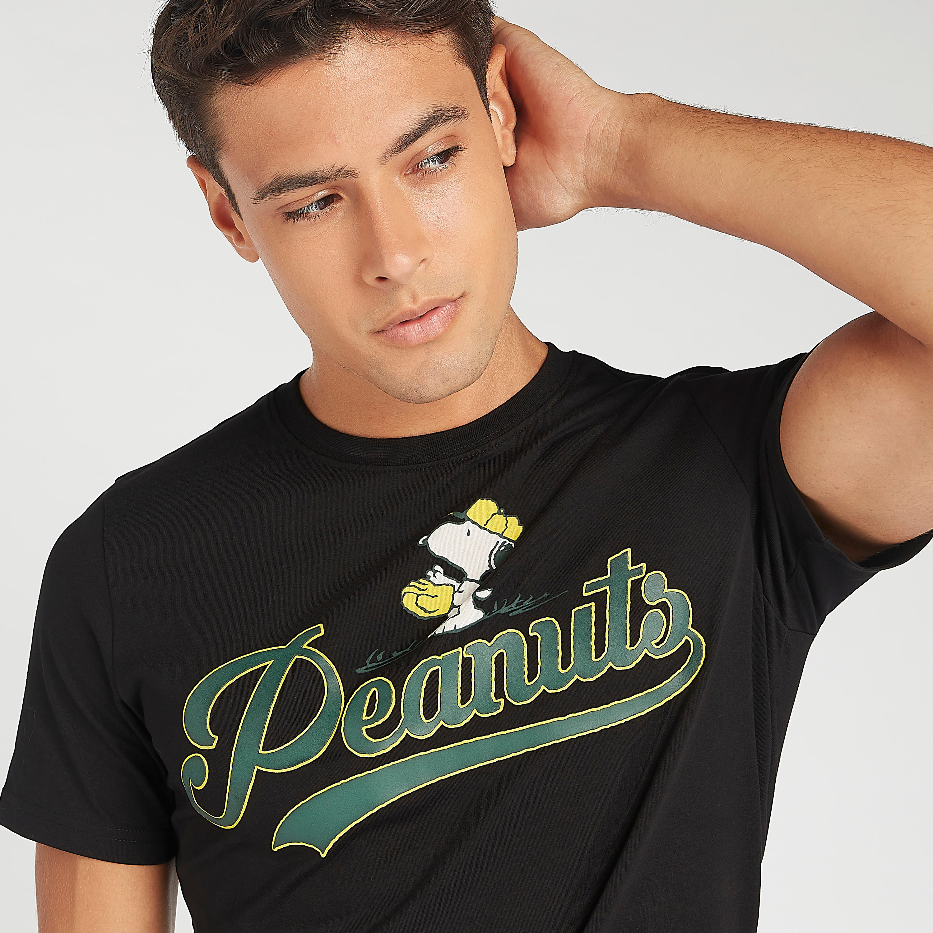 Peanuts Print T-shirt with Crew Neck and Short Sleeves-men-clothing-tshirtsandpolos-tshirts-image-2