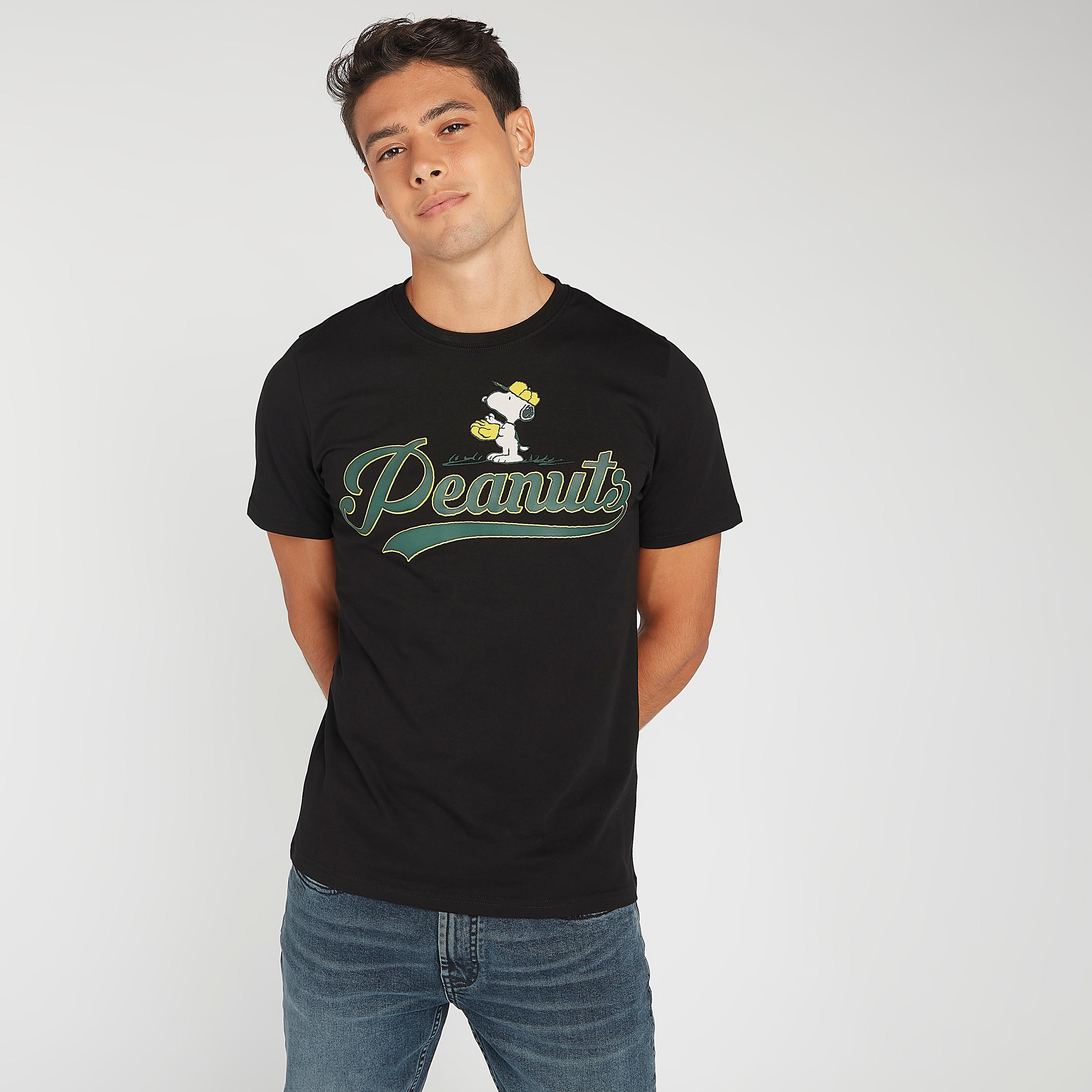 Peanuts Print T-shirt with Crew Neck and Short Sleeves-men-clothing-tshirtsandpolos-tshirts-image-3