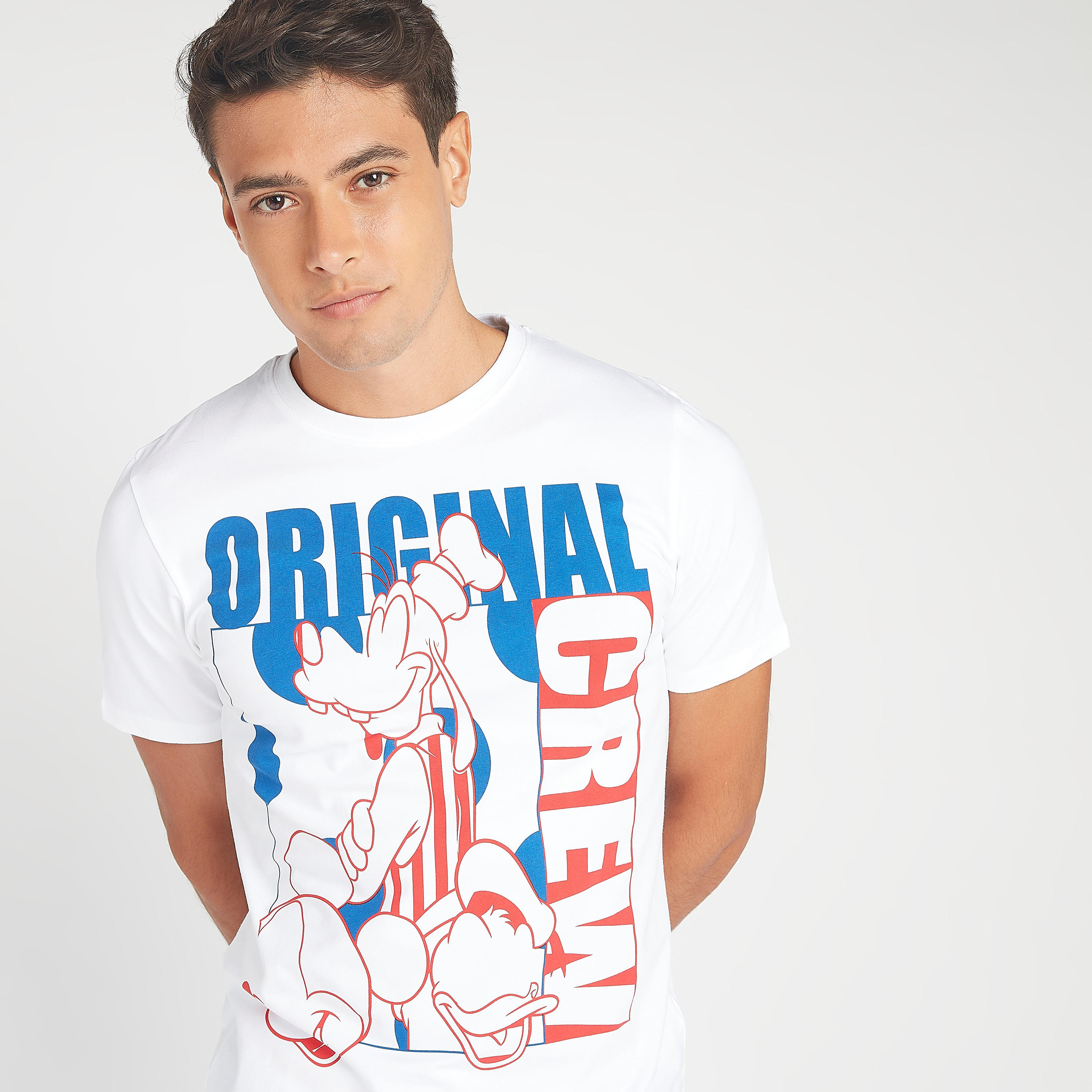 Goofy Print T-shirt with Crew Neck and Short Sleeves-men-clothing-tshirtsandpolos-tshirts-image-1