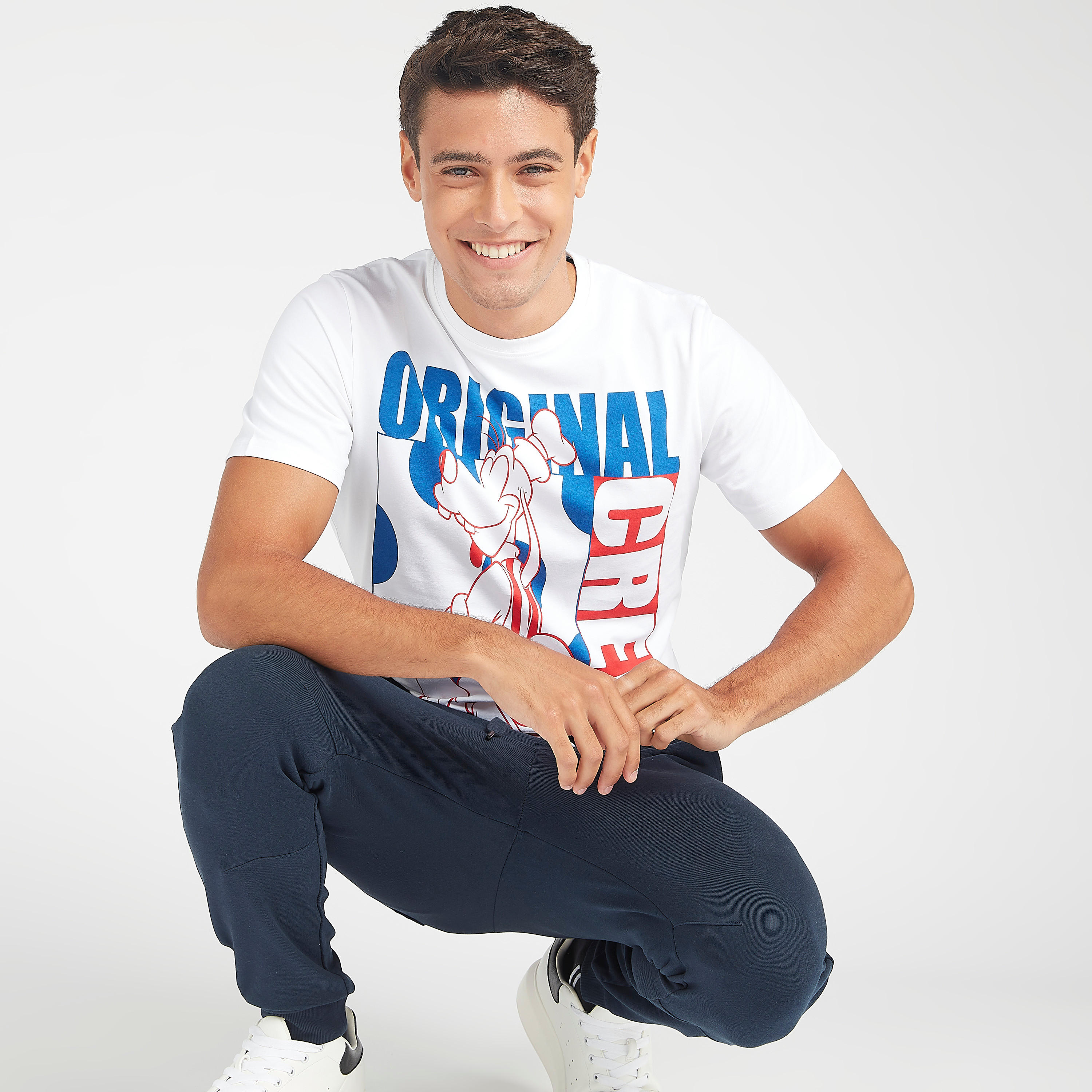 Goofy Print T-shirt with Crew Neck and Short Sleeves-men-clothing-tshirtsandpolos-tshirts-image-2