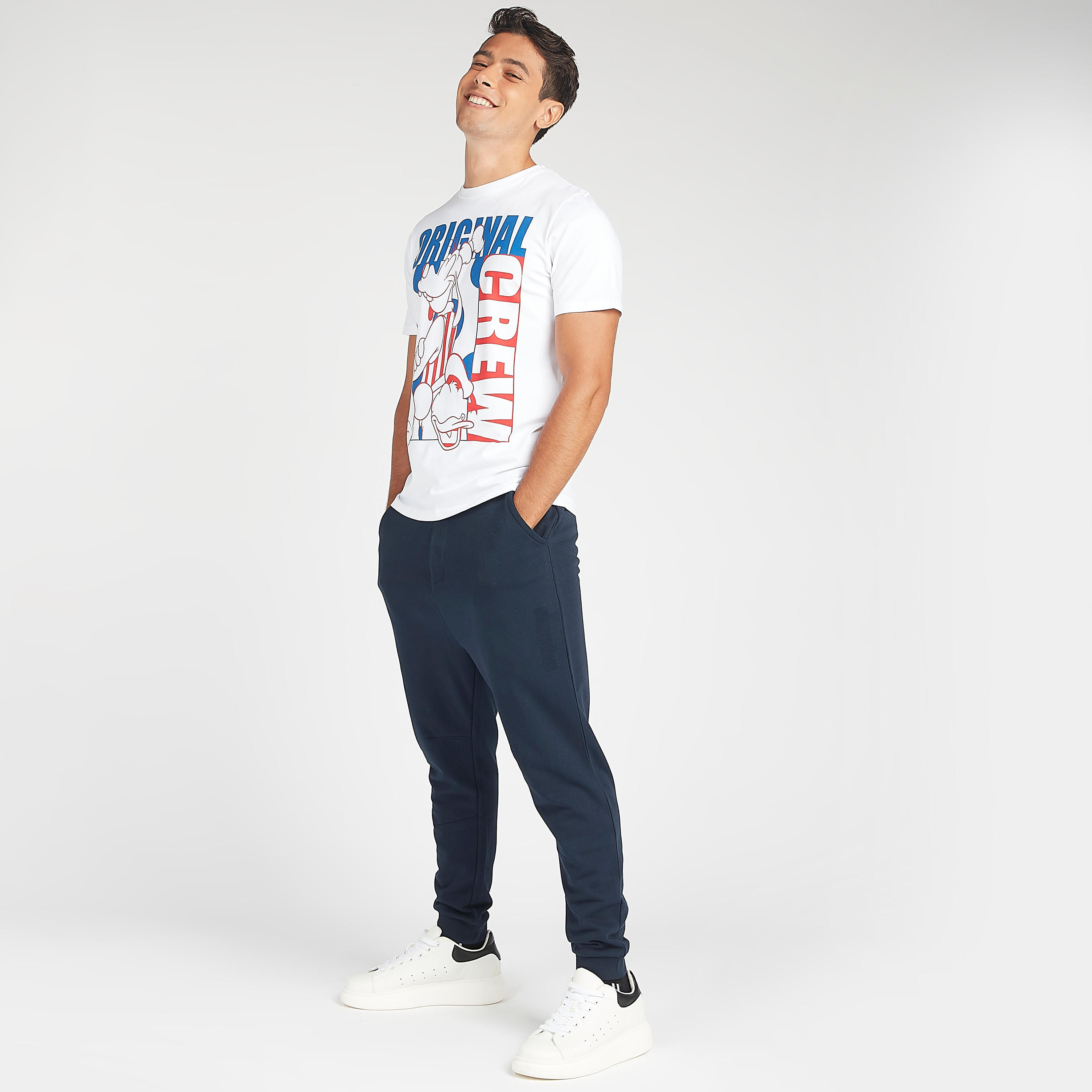 Goofy Print T-shirt with Crew Neck and Short Sleeves-men-clothing-tshirtsandpolos-tshirts-image-3