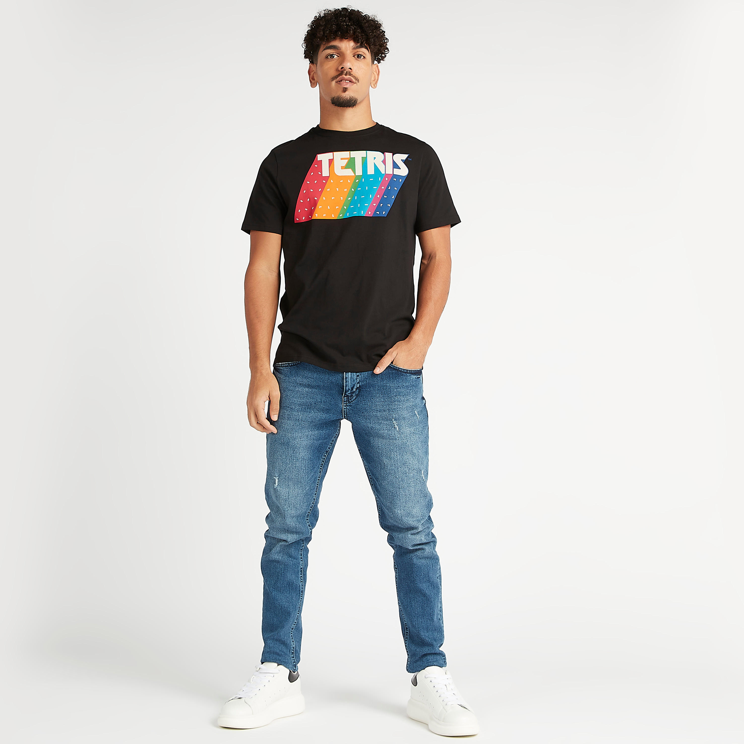 Printed Crew Neck T-shirt with Short Sleeves-men-clothing-tshirtsandpolos-tshirts-image-2