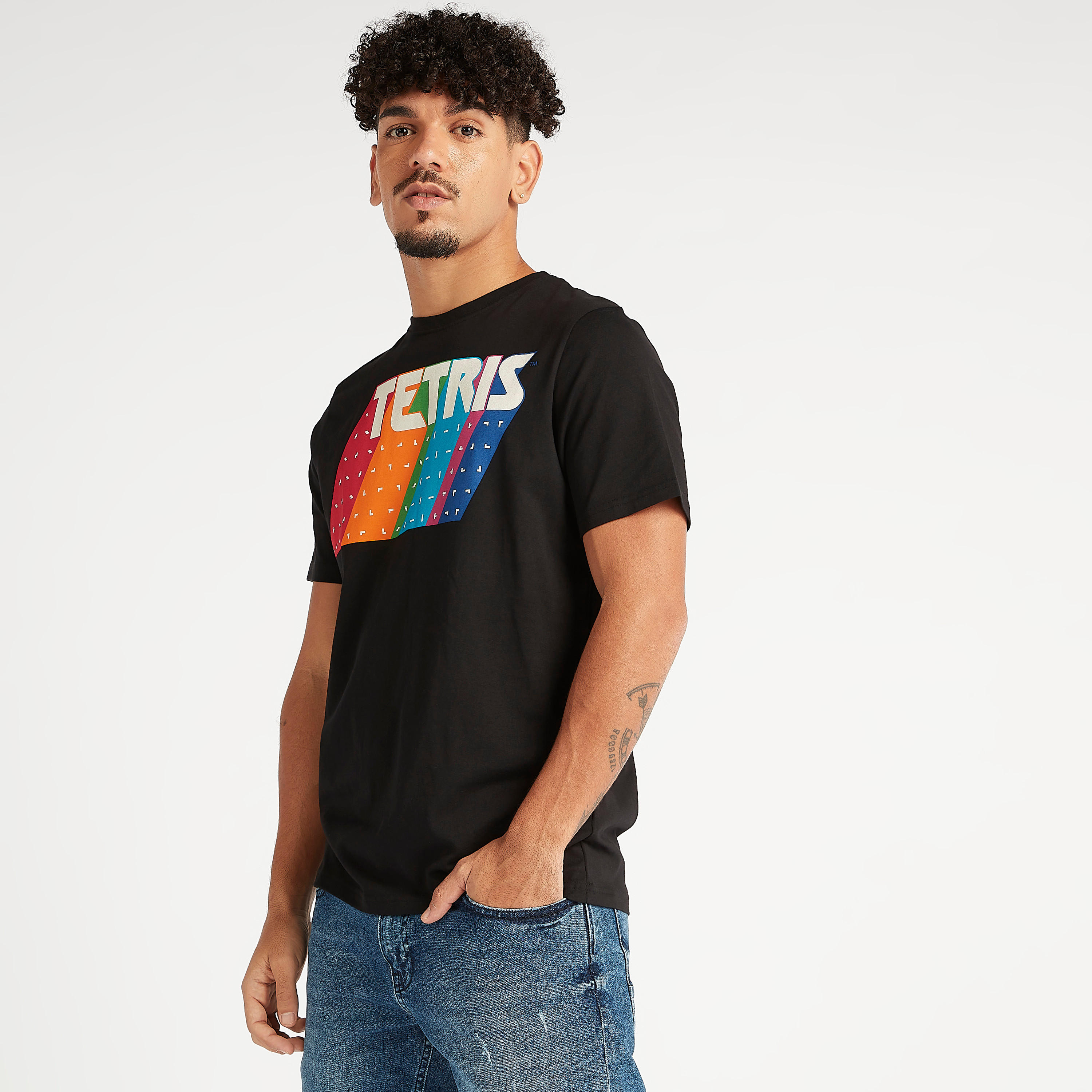 Printed Crew Neck T-shirt with Short Sleeves-men-clothing-tshirtsandpolos-tshirts-image-3