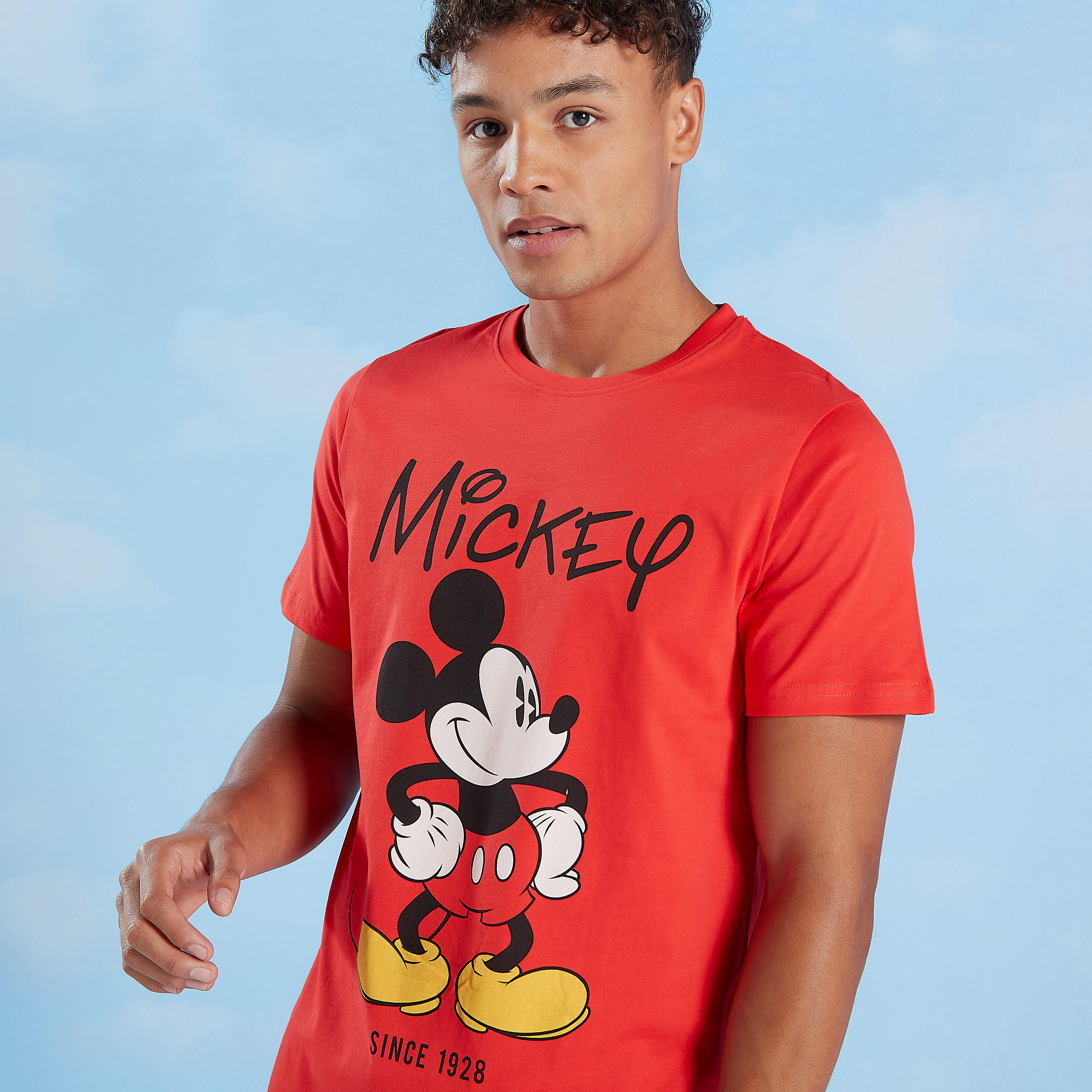 Mickey Mouse Print Crew Neck T-shirt and Full Length Pyjama Set-men-clothing-nightwear-sets-image-3