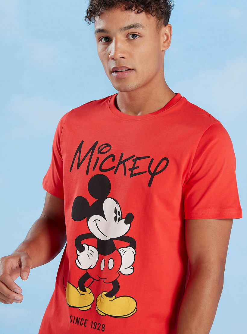 Mickey Mouse Print Crew Neck T-shirt and Full Length Pyjama Set-men-clothing-nightwear-sets-image-3