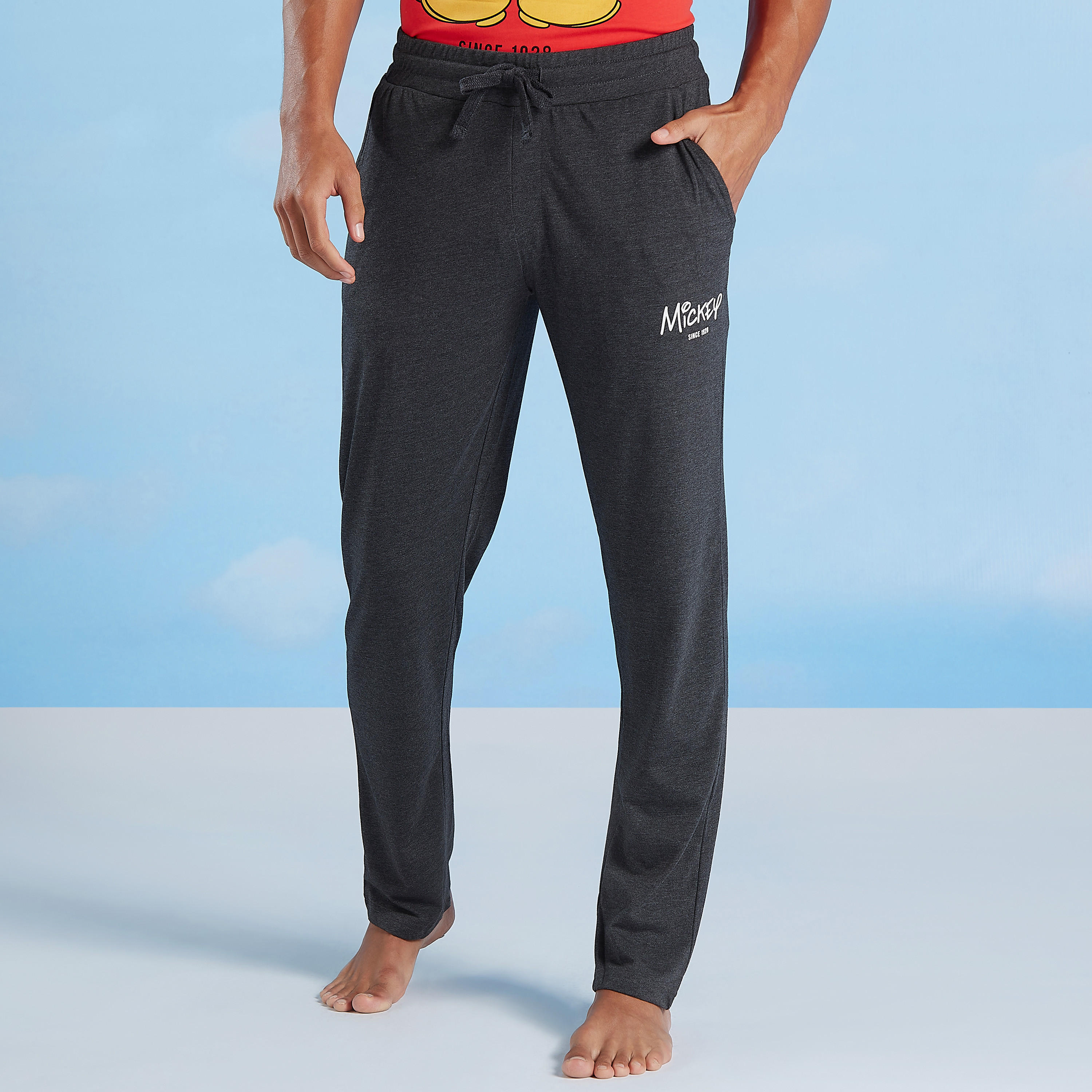 Mickey Mouse Print Crew Neck T-shirt and Full Length Pyjama Set-men-clothing-nightwear-sets-image-5