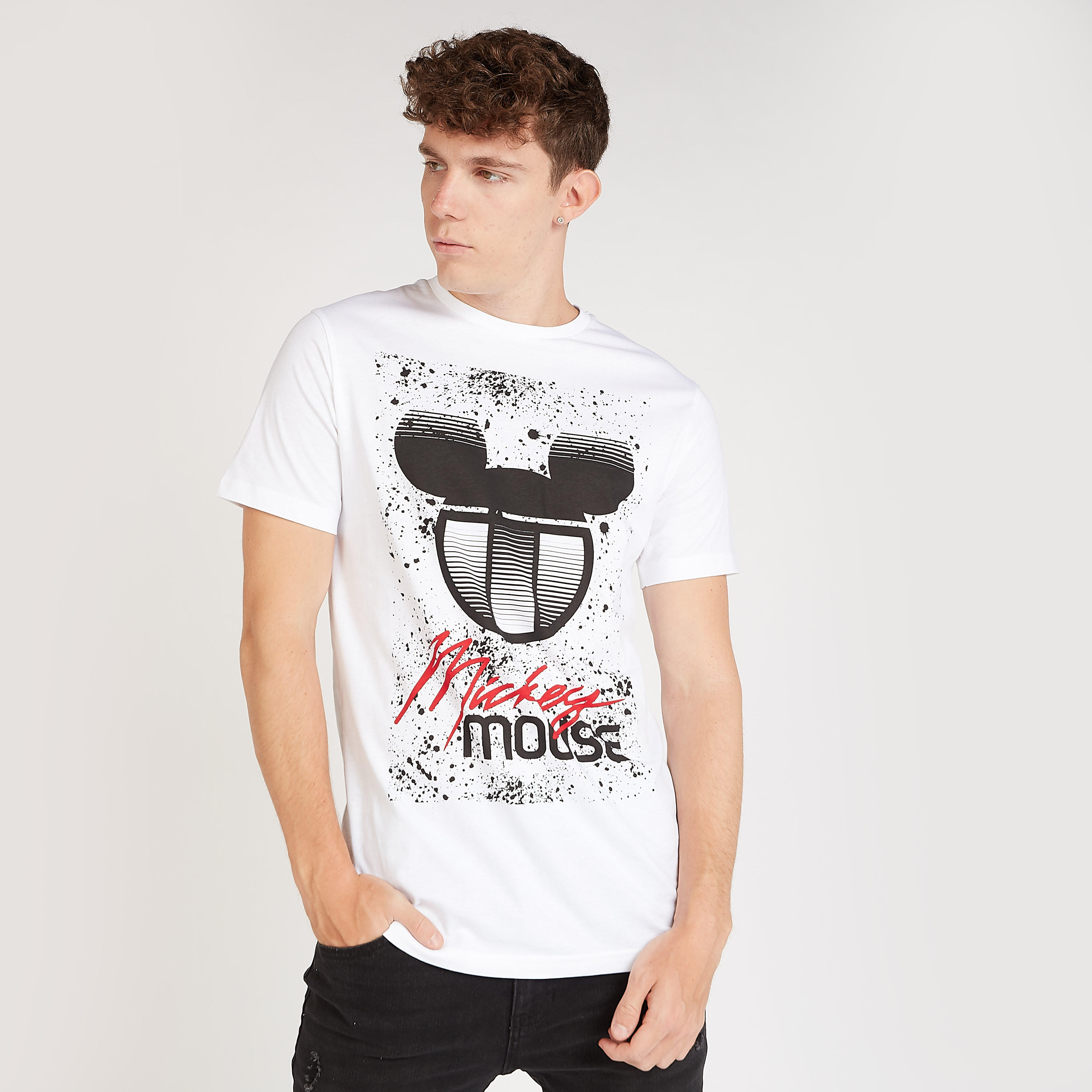 Slim Fit Mickey Mouse Printed T-shirt with Crew Neck and Short Sleeves-men-clothing-tshirtsandpolos-tshirts-image-1