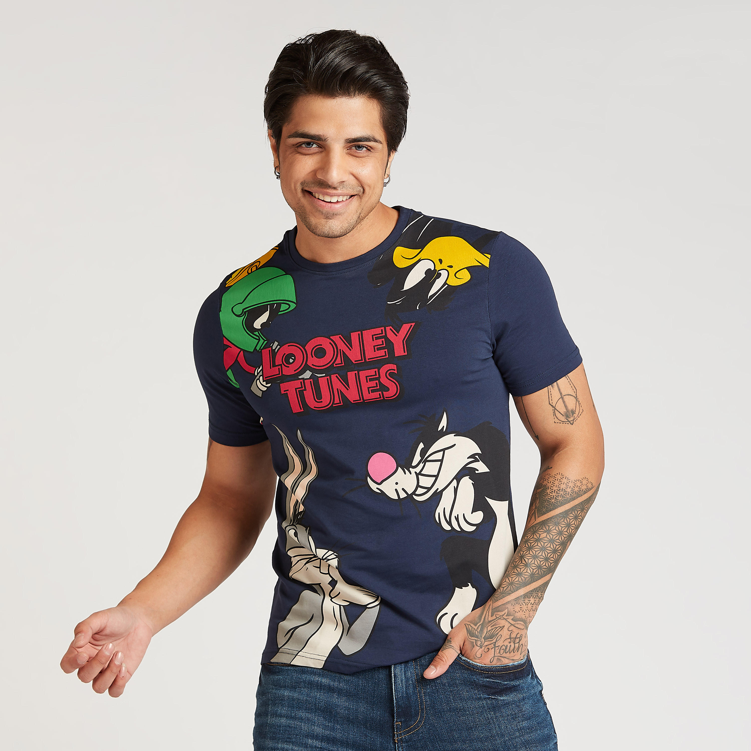 Graphic Print Crew Neck T-shirt with Short Sleeves-men-clothing-tshirtsandpolos-tshirts-image-1