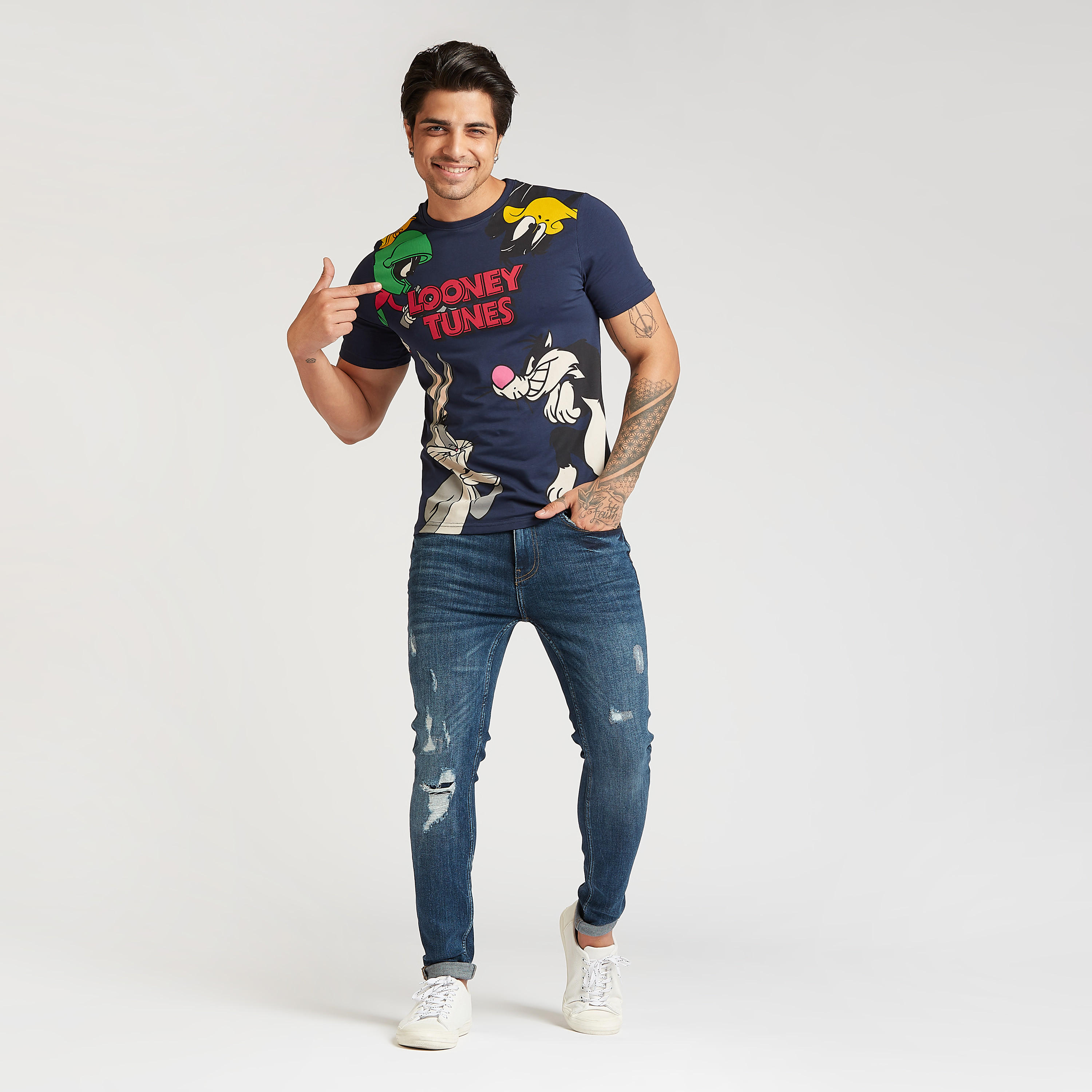 Graphic Print Crew Neck T-shirt with Short Sleeves-men-clothing-tshirtsandpolos-tshirts-image-2
