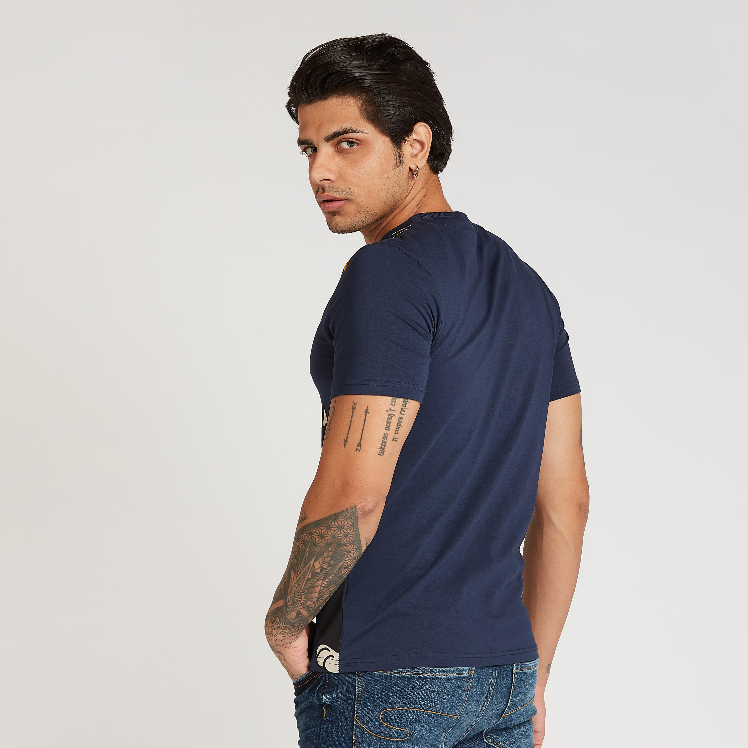 Graphic Print Crew Neck T-shirt with Short Sleeves-men-clothing-tshirtsandpolos-tshirts-image-4