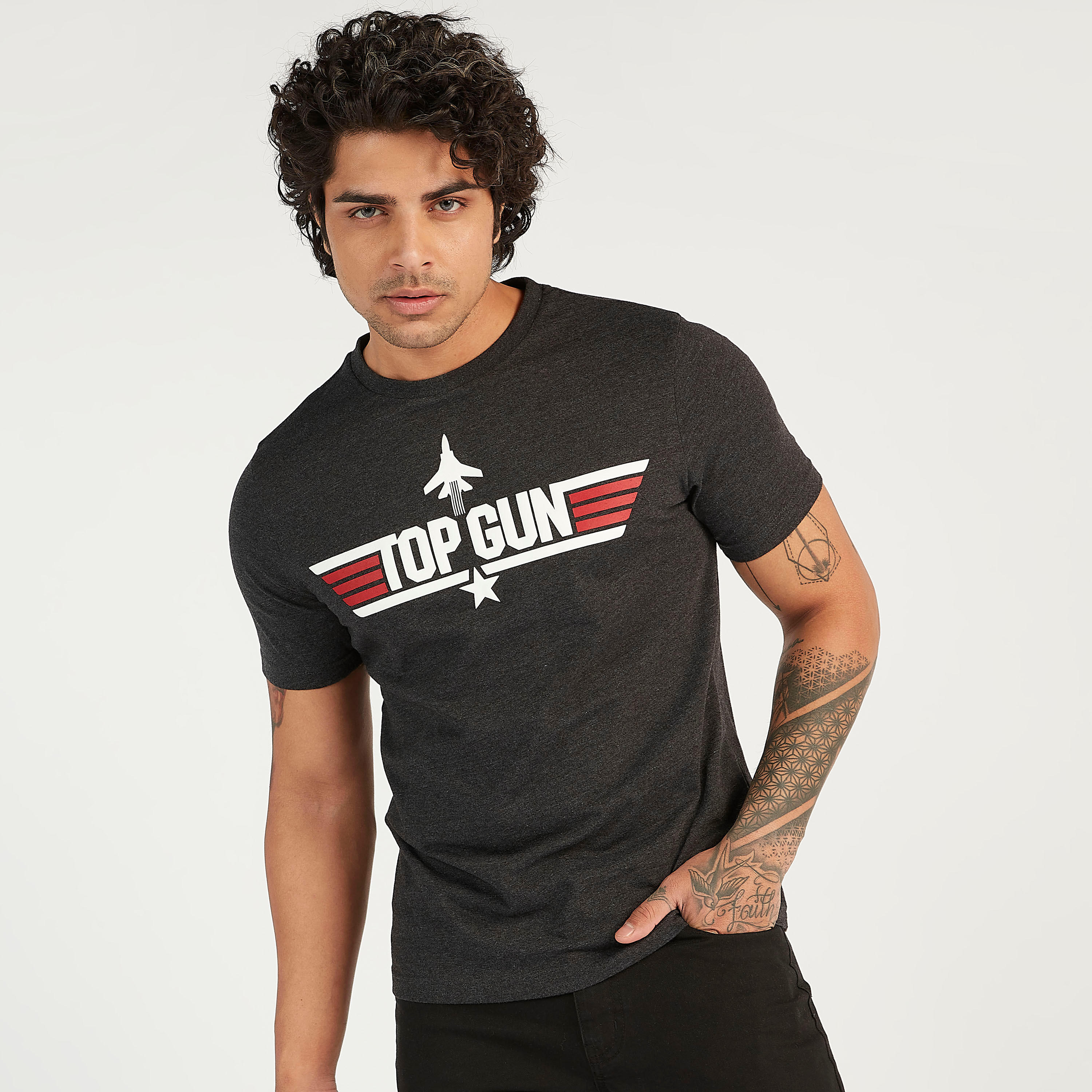 Printed Crew Neck T-shirt with Short Sleeves-men-clothing-tshirtsandpolos-tshirts-image-1