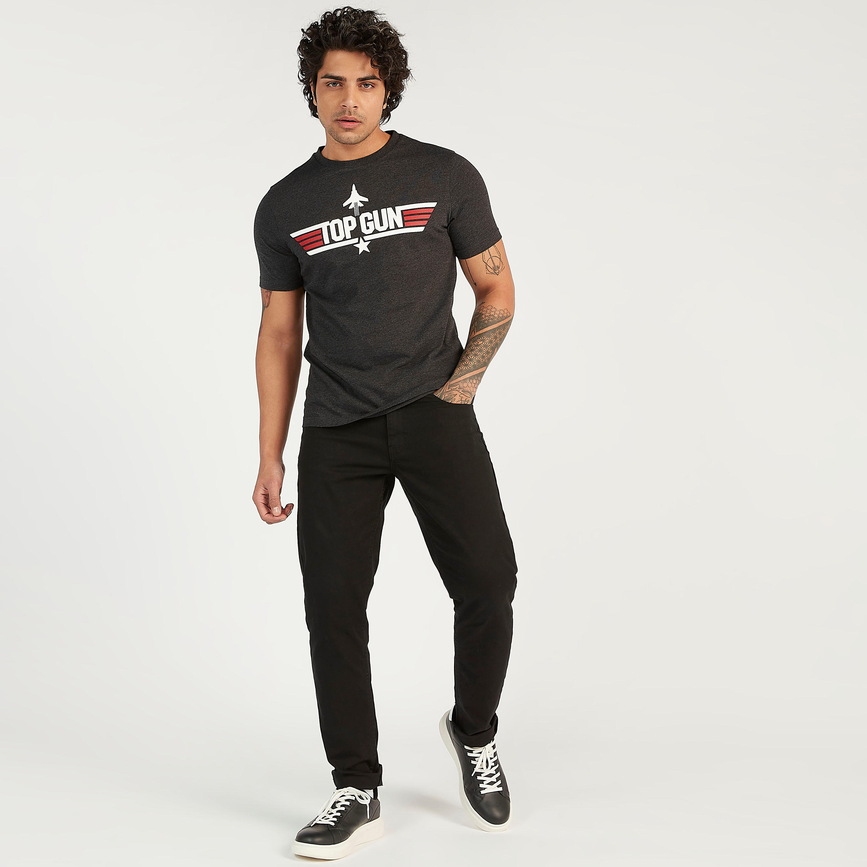 Printed Crew Neck T-shirt with Short Sleeves-men-clothing-tshirtsandpolos-tshirts-image-2