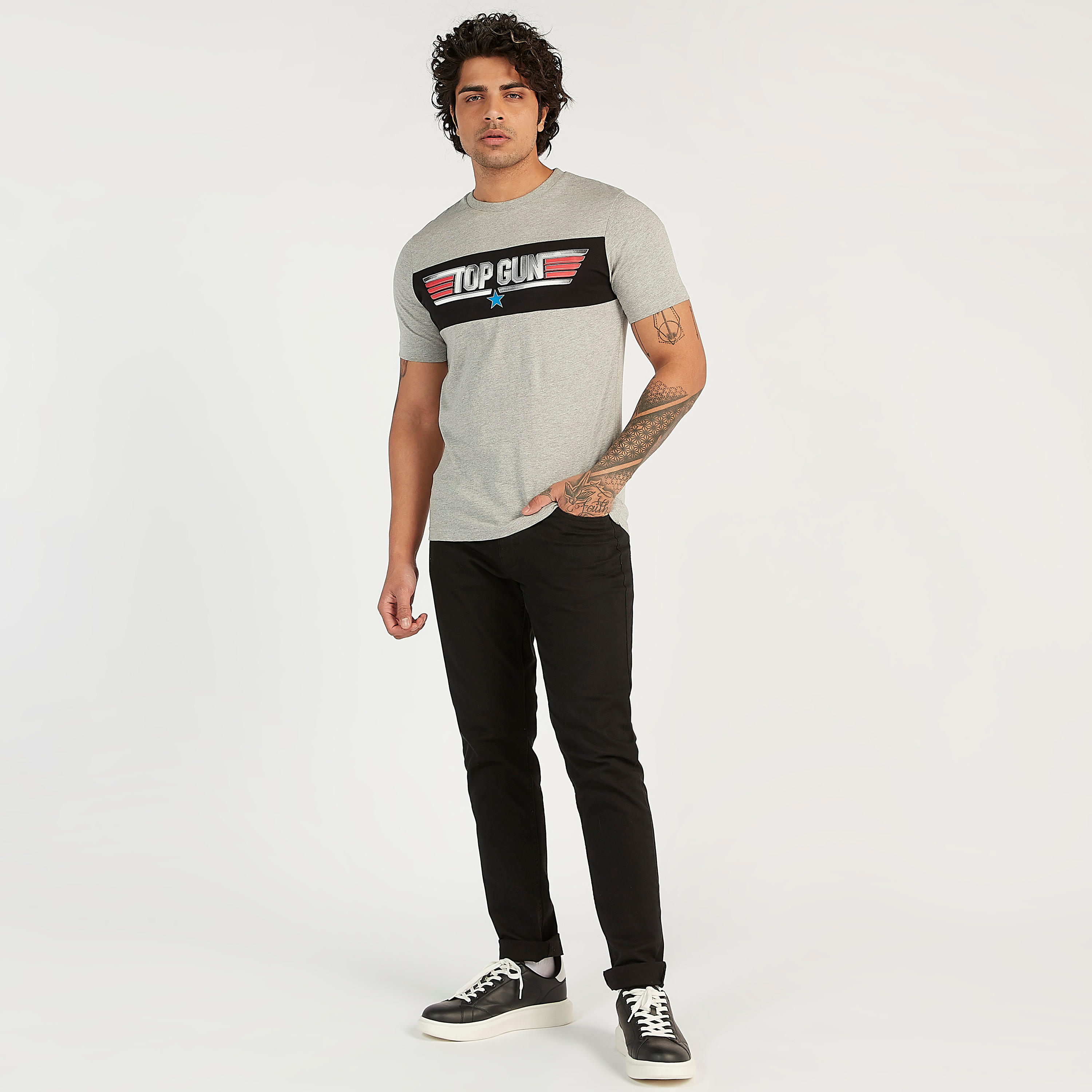Printed Crew Neck T-shirt with Short Sleeves-men-clothing-tshirtsandpolos-tshirts-image-2