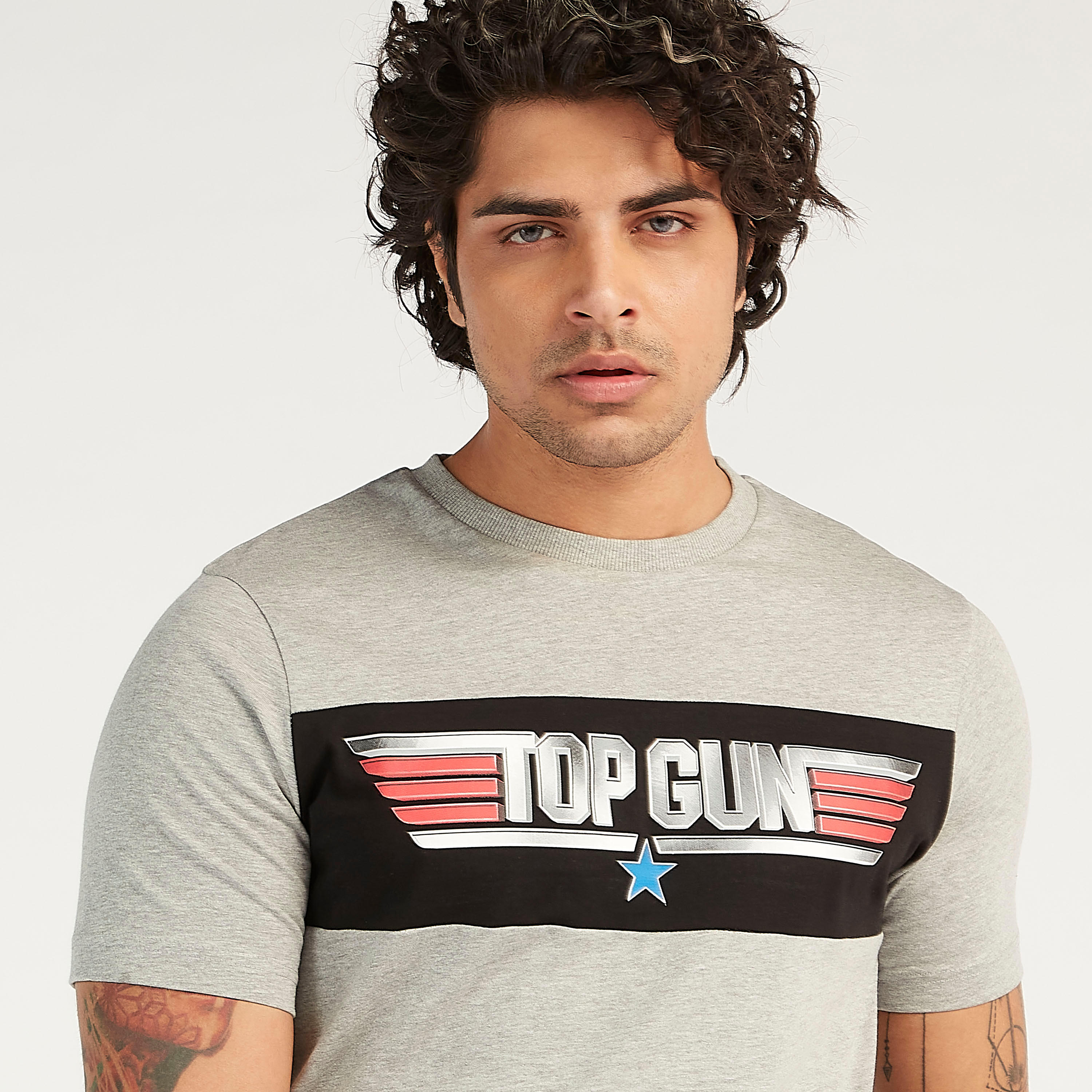 Printed Crew Neck T-shirt with Short Sleeves-men-clothing-tshirtsandpolos-tshirts-image-3