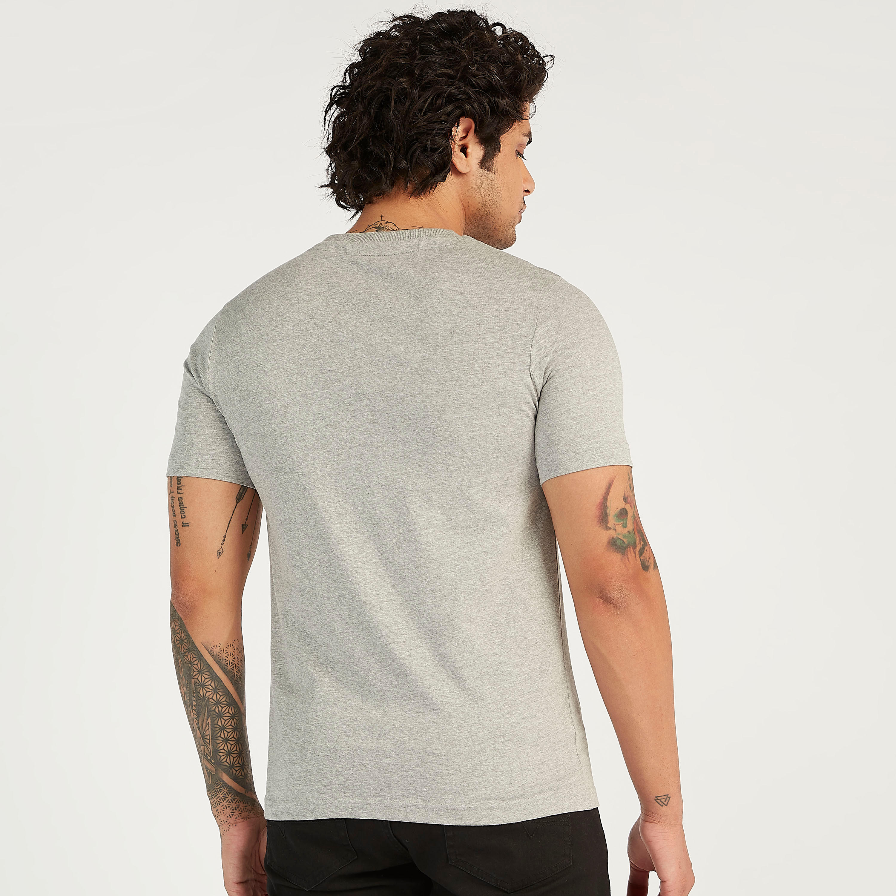 Printed Crew Neck T-shirt with Short Sleeves-men-clothing-tshirtsandpolos-tshirts-image-4
