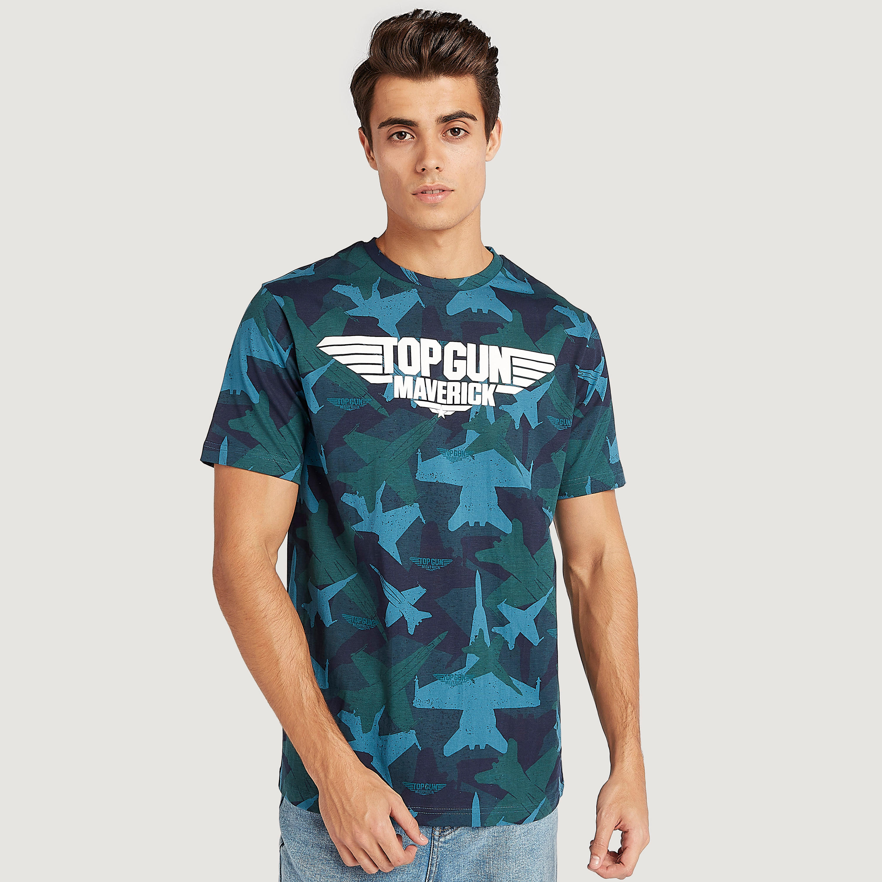 Top Gun Maverick Print T-shirt with Short Sleeves and Crew Neck-men-clothing-tshirtsandpolos-tshirts-image-1