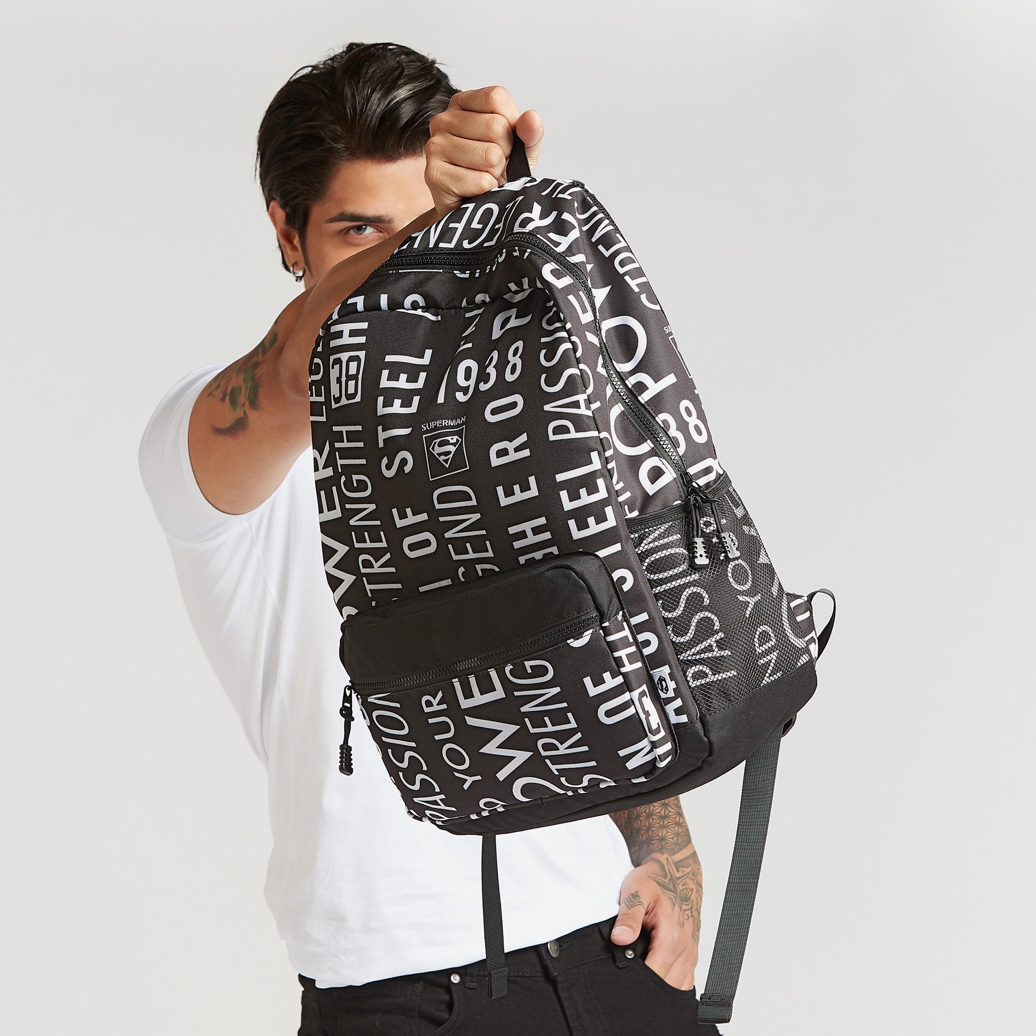 Printed Backpack with Adjustable Shoulder Straps and Zip Closure-men-bags-image-2