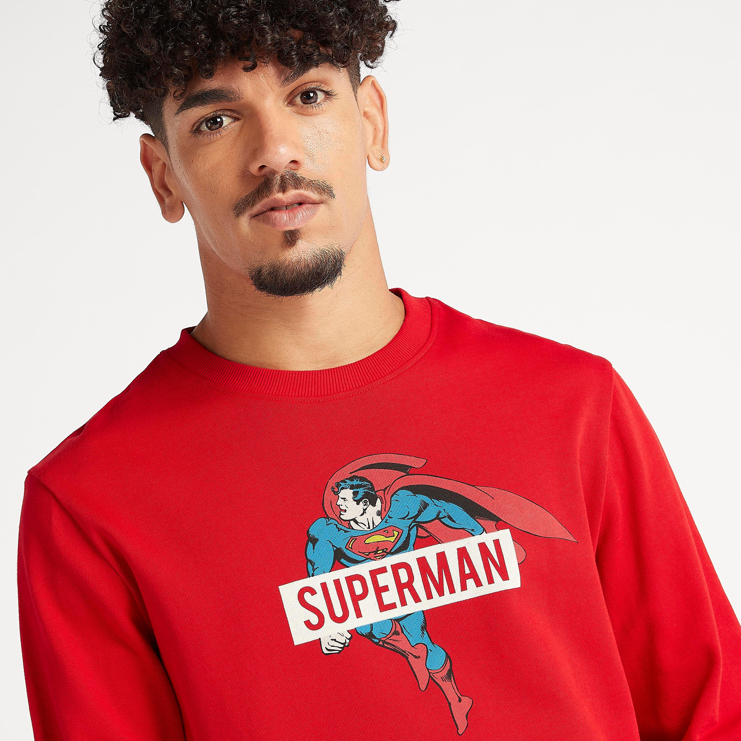 سويت شيرت مستدام بياقة ضيقة وأكمام طويلة وطبعات سوبر مان-men-winterwear-hoodiesandsweatshirts-image-6