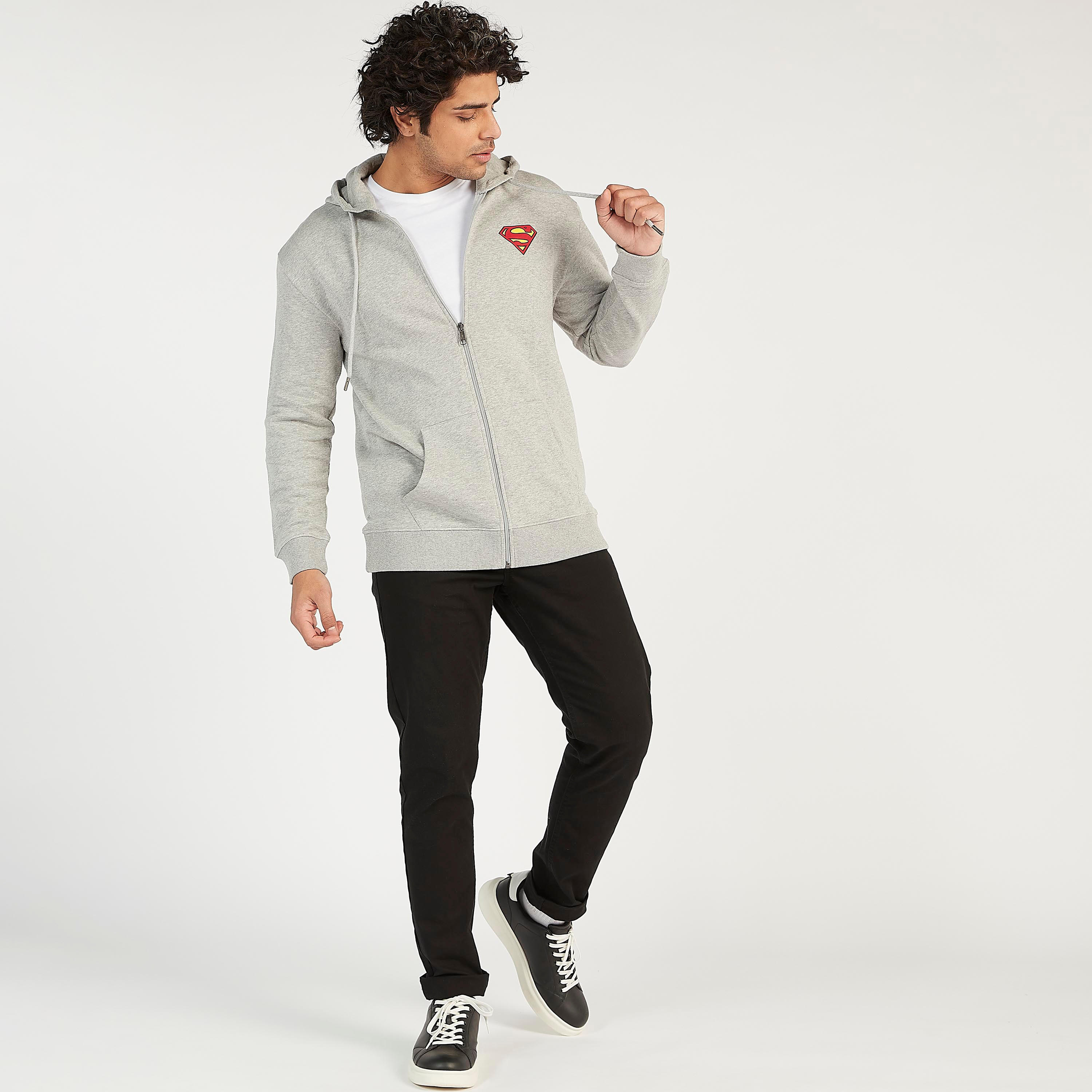 هودي مستدام بأكمام طويلة وجيوب وطبعات سوبر مان-men-winterwear-hoodiesandsweatshirts-image-2