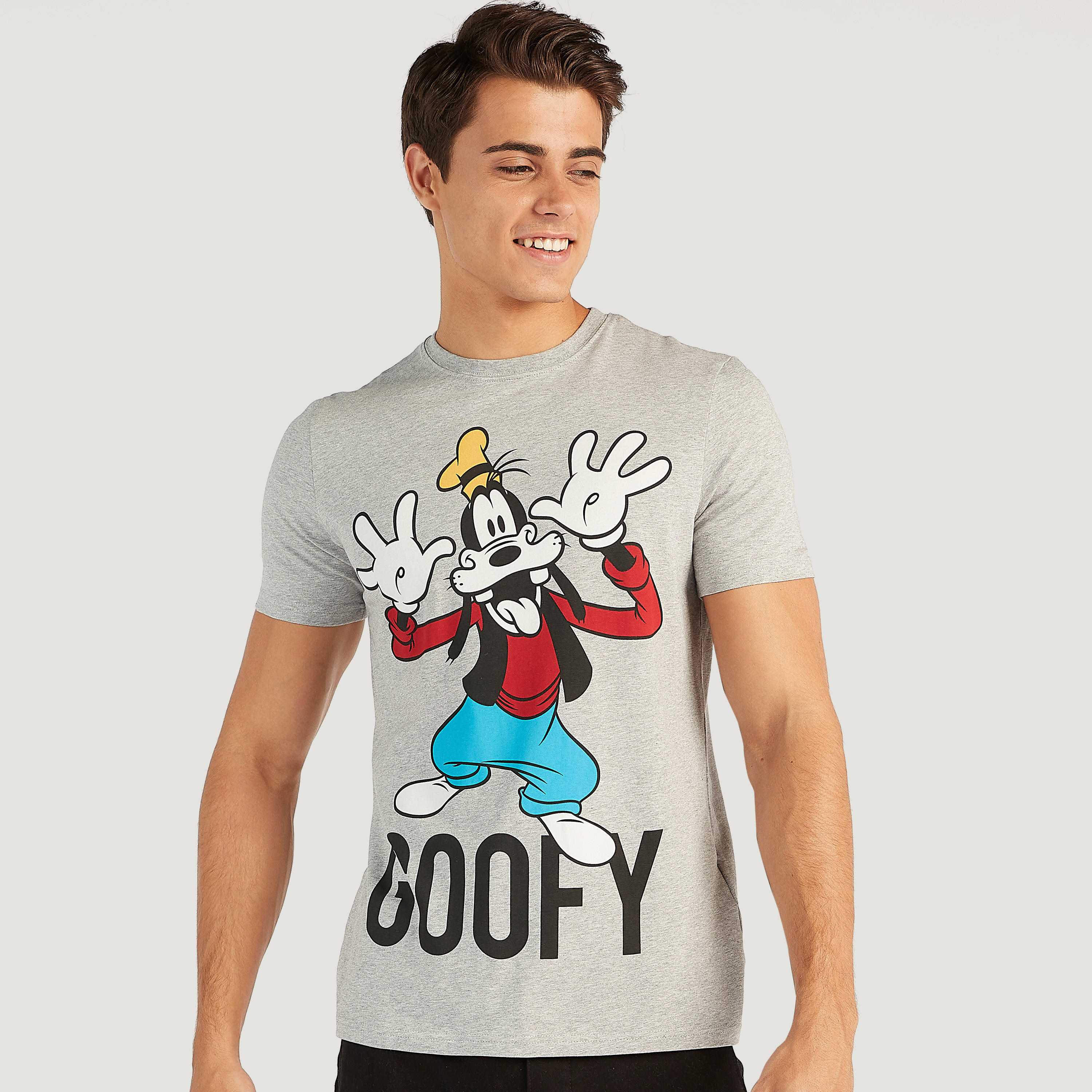 Goofy Print Crew Neck T-shirt with Short Sleeves-men-clothing-tshirtsandpolos-tshirts-image-1