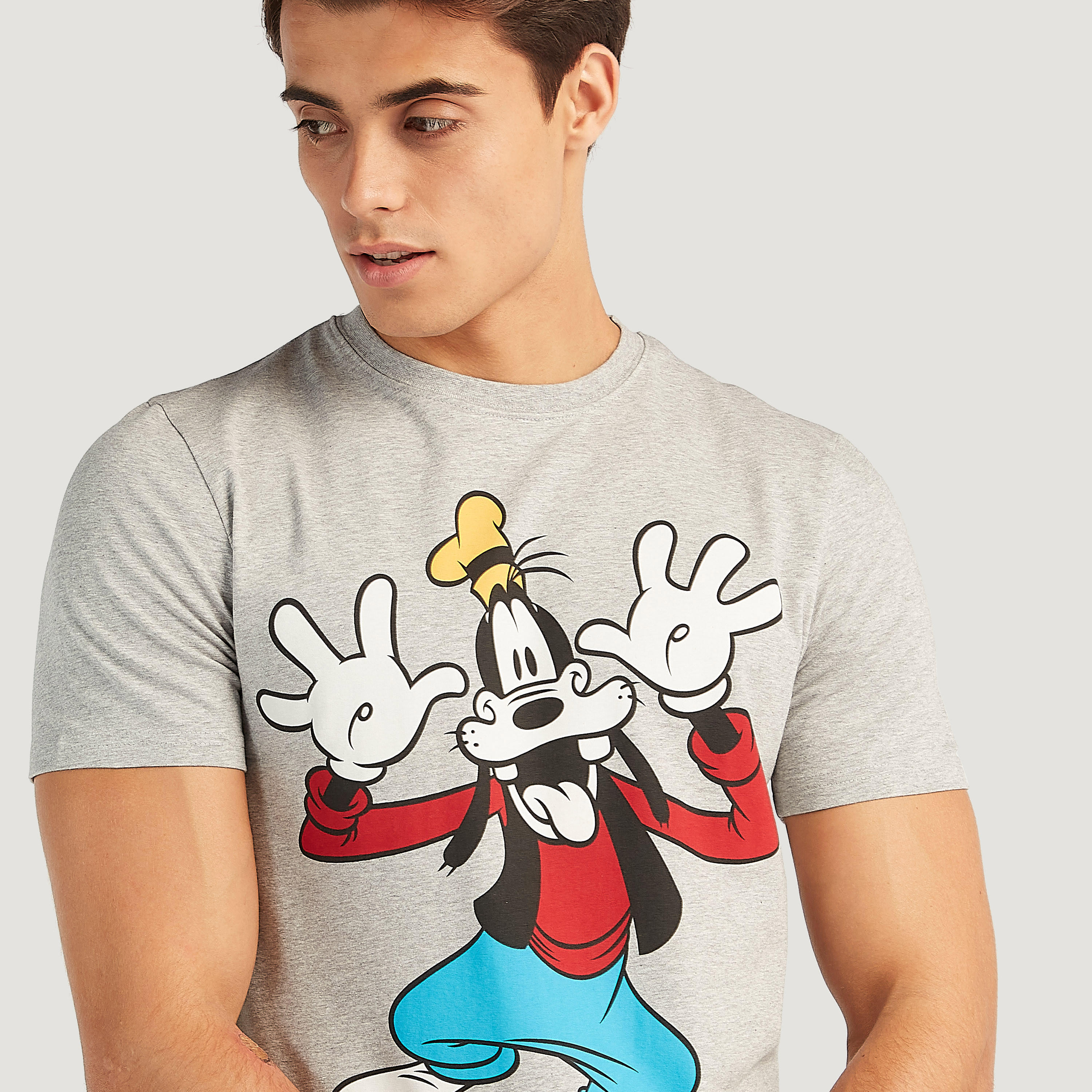Goofy Print Crew Neck T-shirt with Short Sleeves-men-clothing-tshirtsandpolos-tshirts-image-3