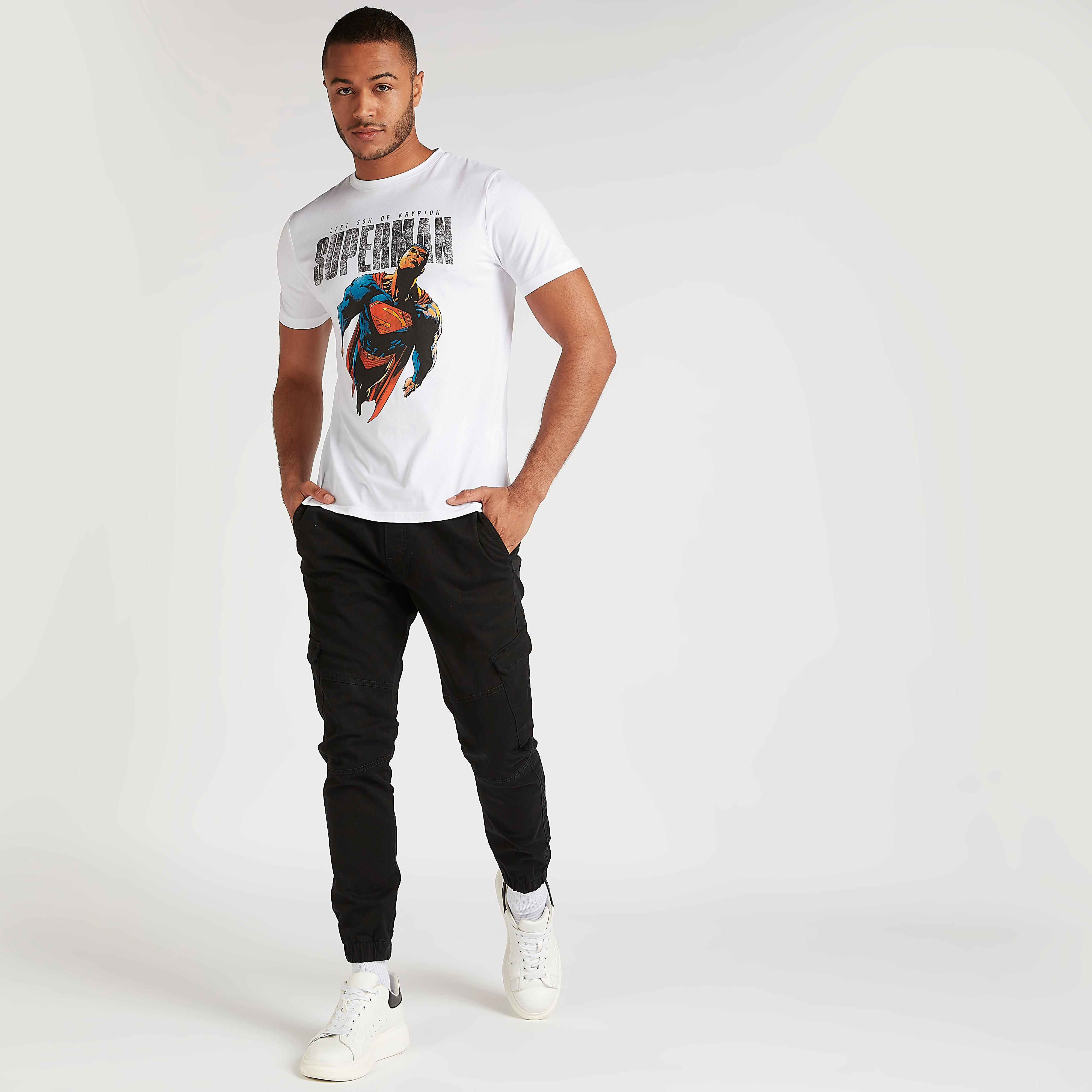 Superman Print Crew Neck T-shirt with Short Sleeves-men-clothing-tshirtsandpolos-tshirts-image-2