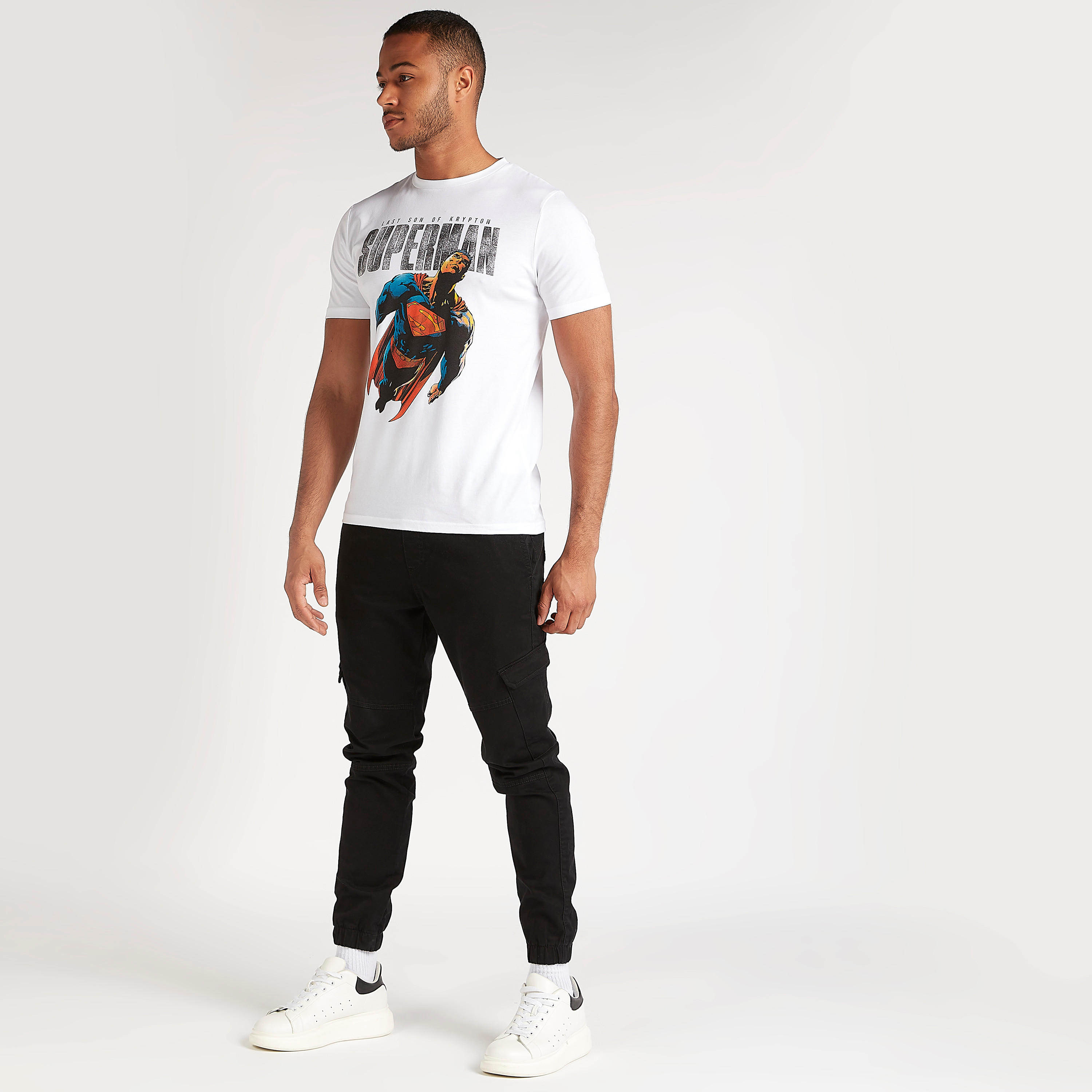 Superman Print Crew Neck T-shirt with Short Sleeves-men-clothing-tshirtsandpolos-tshirts-image-5